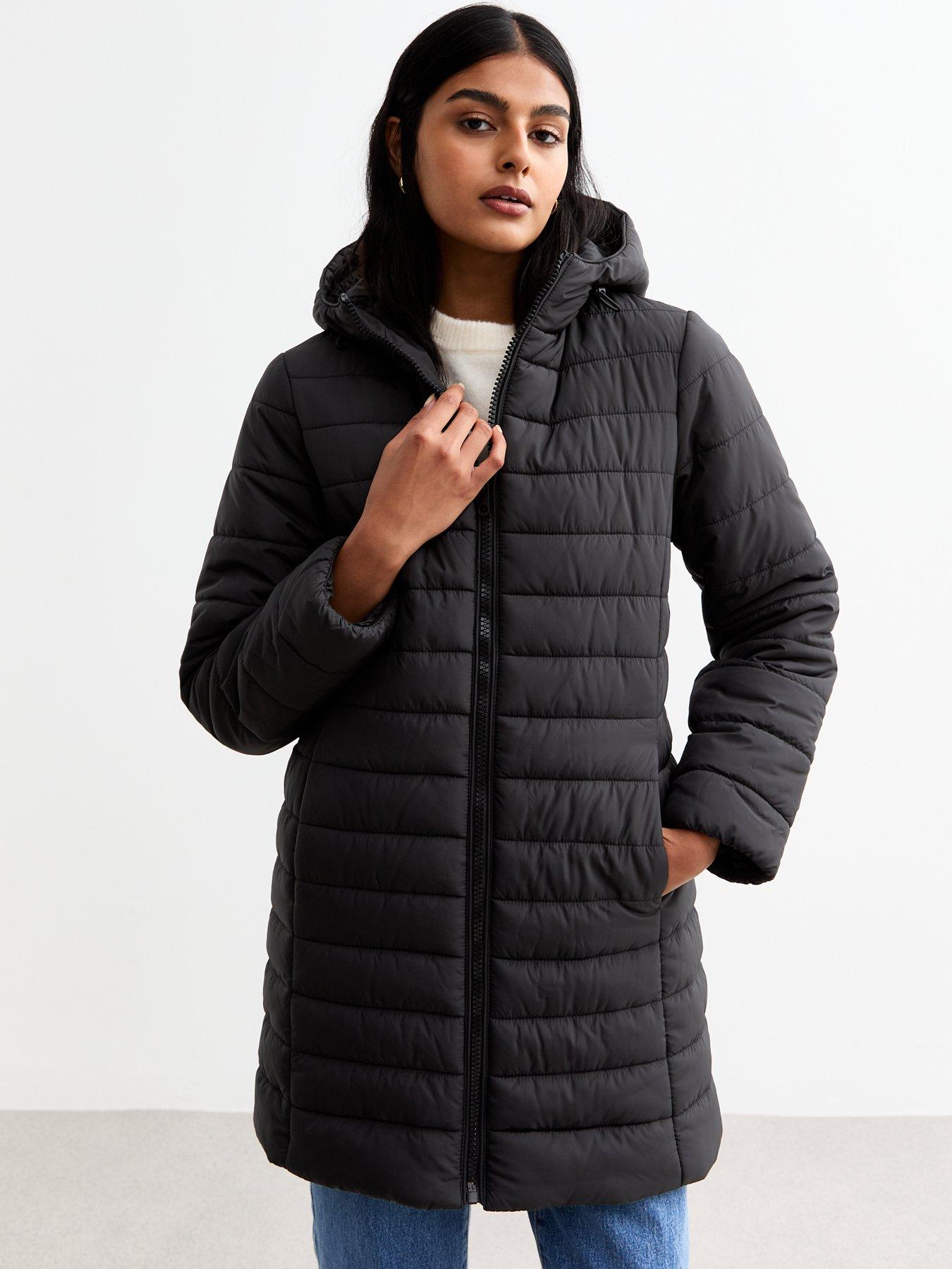 undefined Hooded Longline Puffer Coat - Black