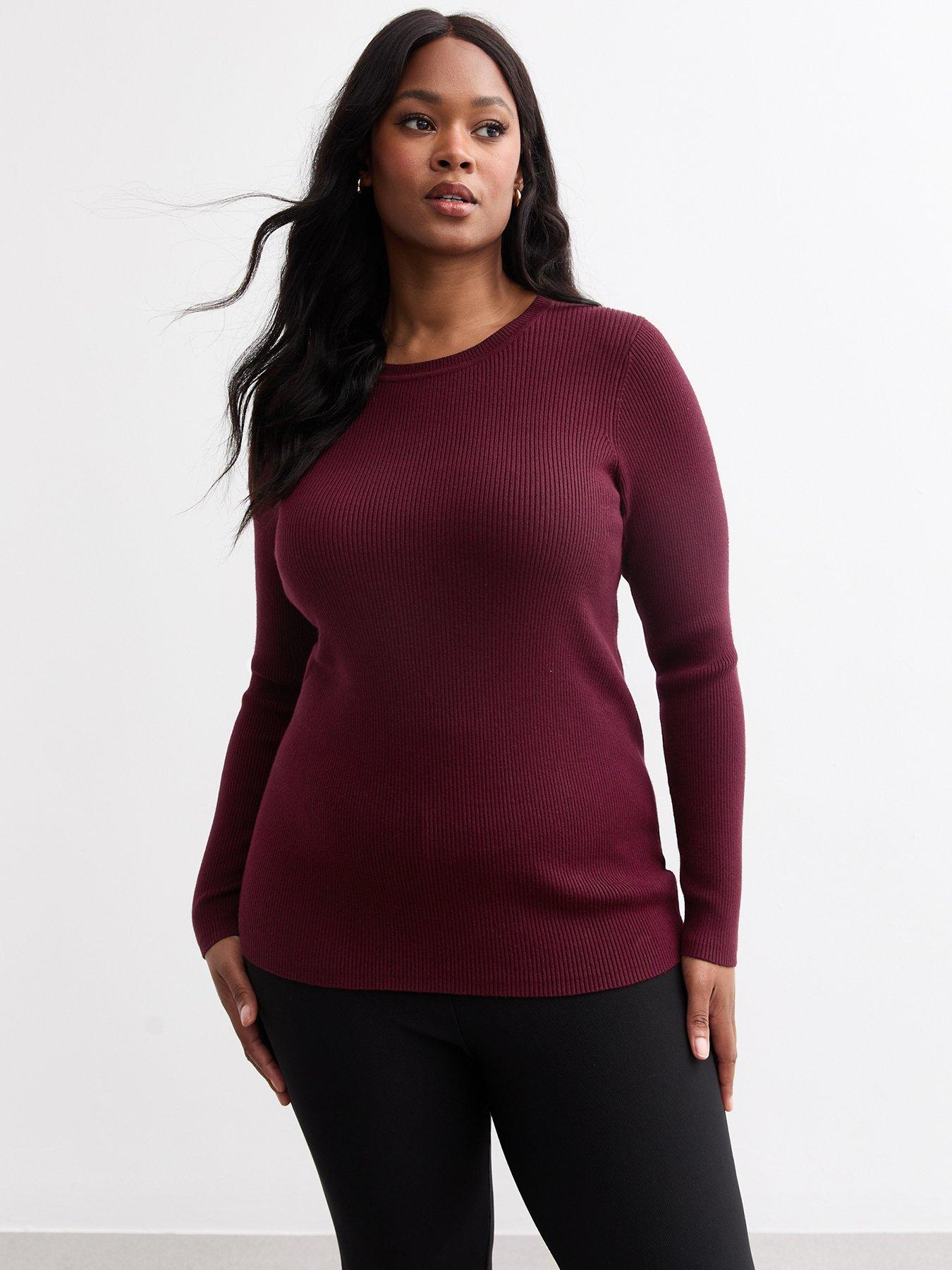 New Look Curve Crew Neck Jumper Dark Red Very