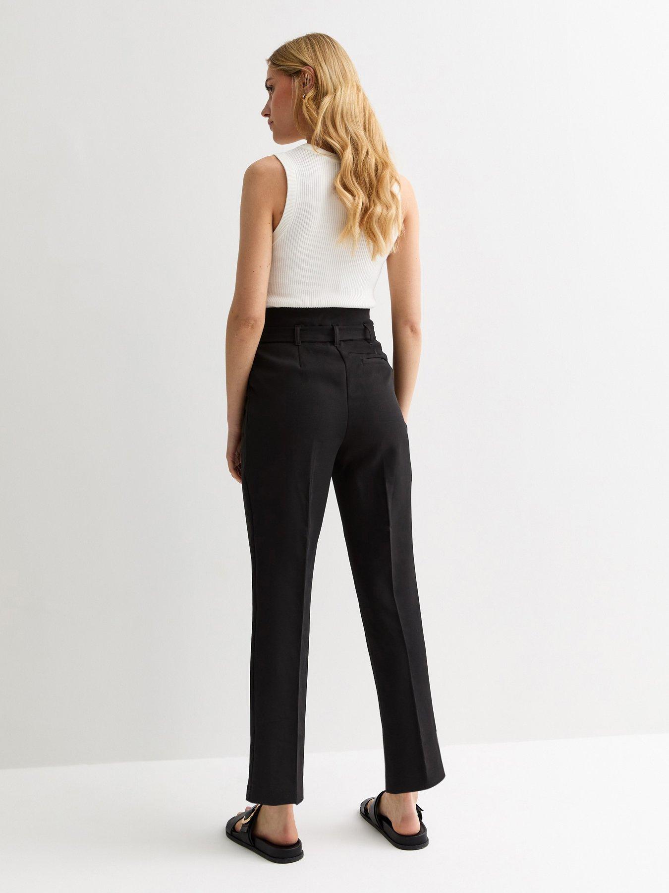 Black belted paperbag trousers store