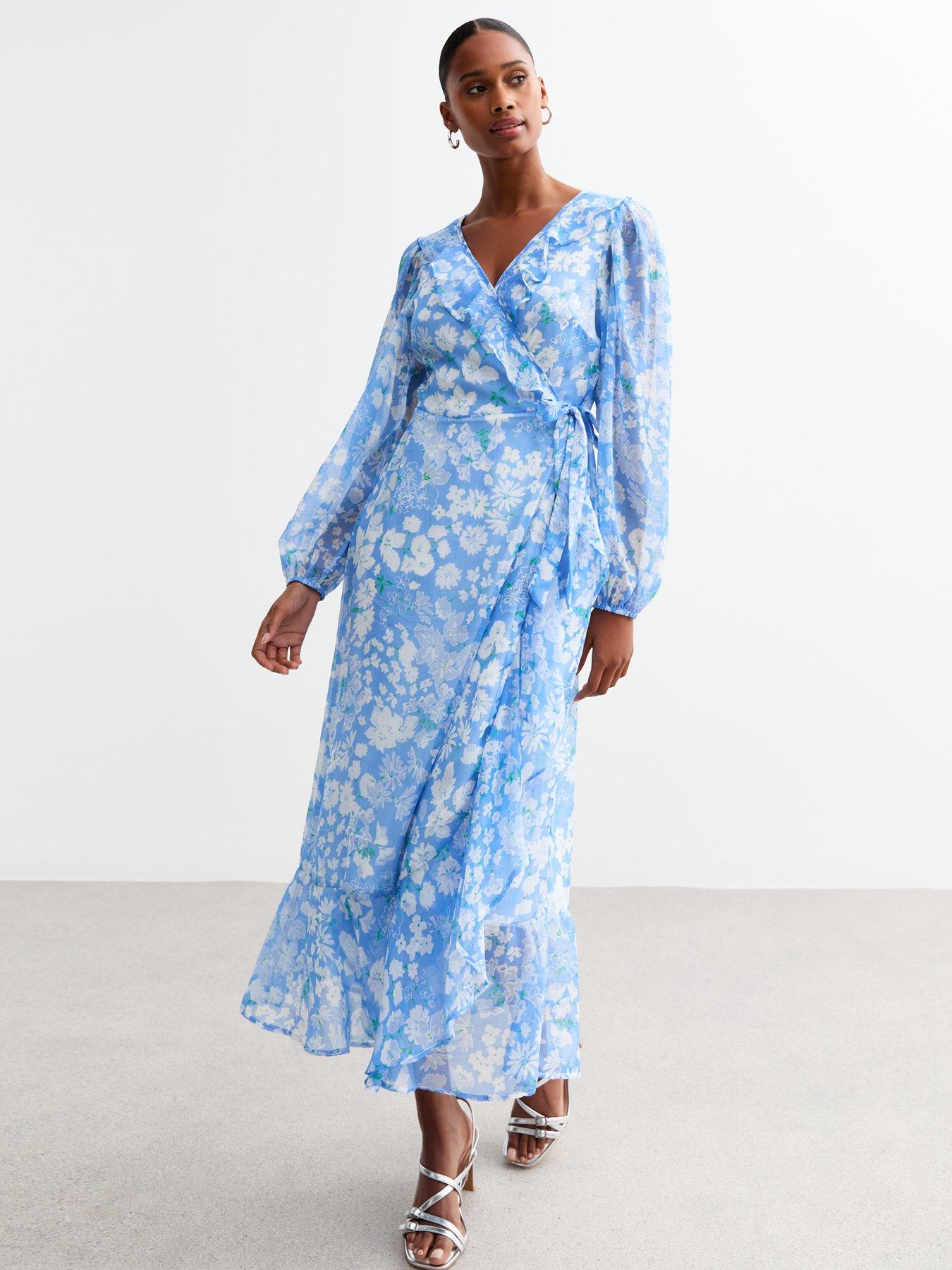 Silk floral wrap dress clearance