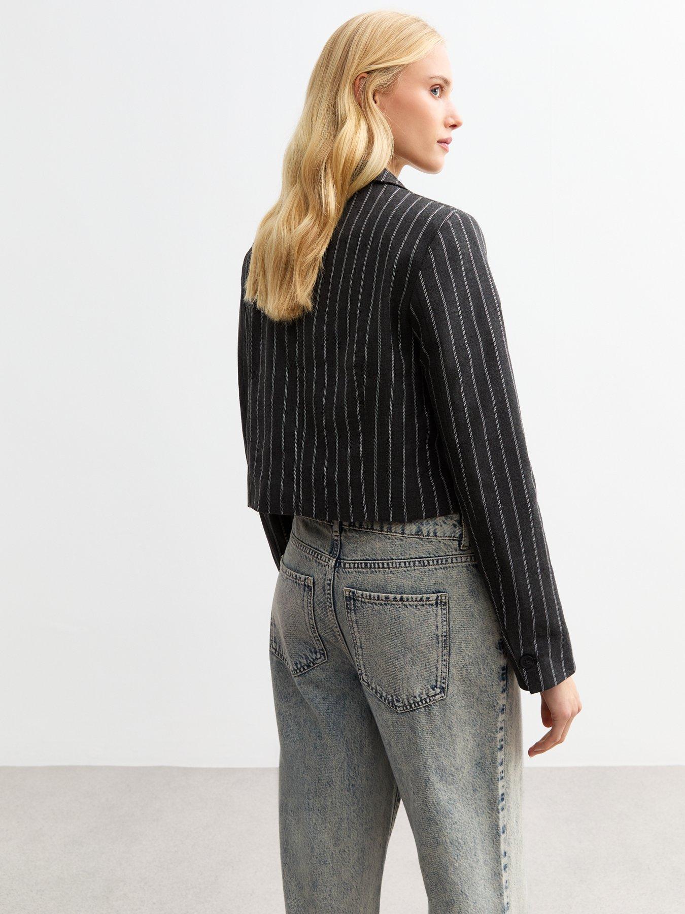Cropped pinstripe blazer hot sale