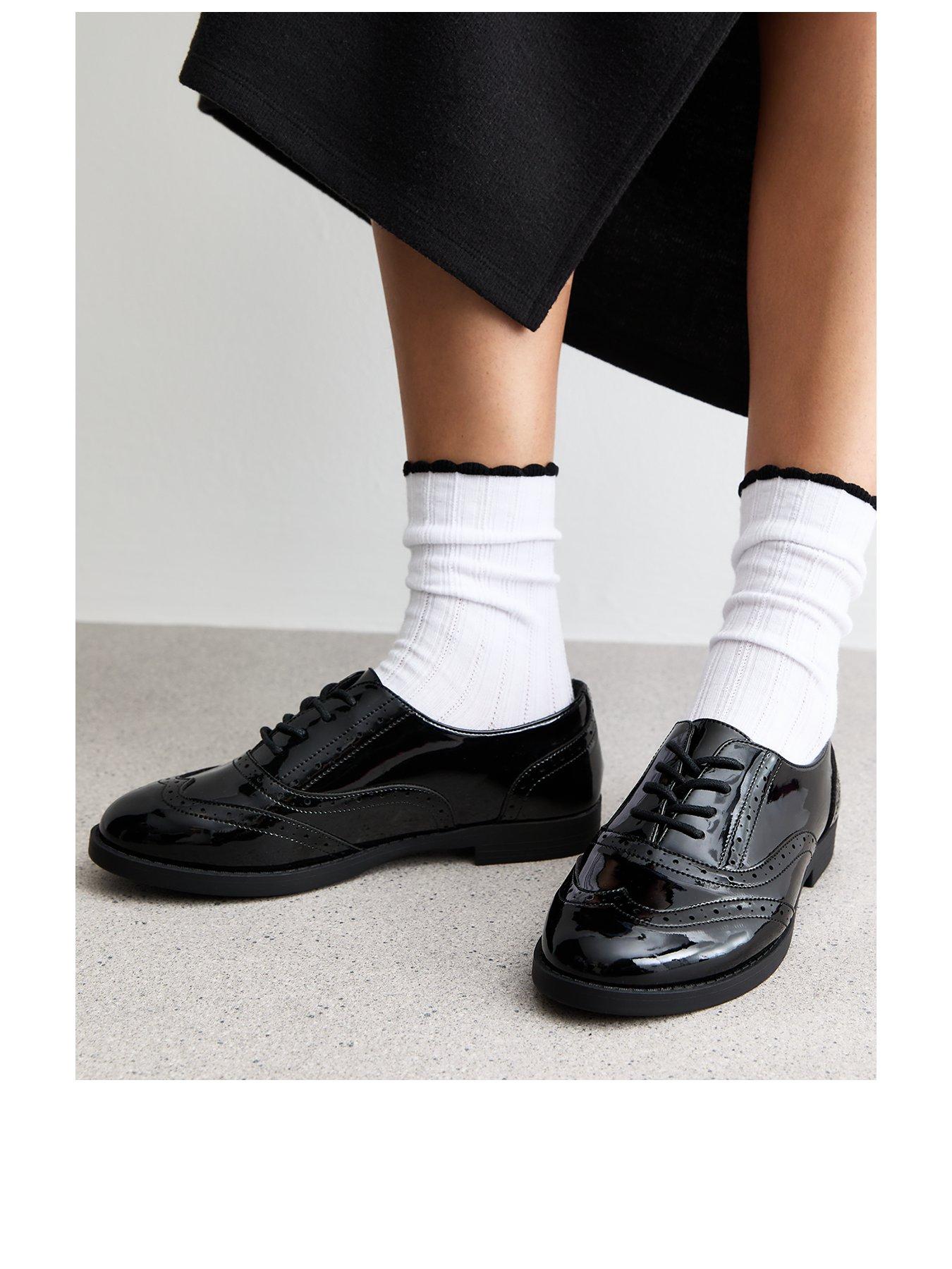 New look wide fit patent leather look brogues black very