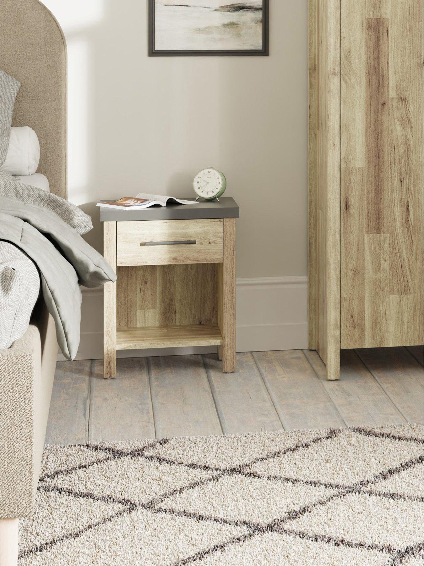 Product photograph of Gfw Cascina 1 Drawer Bedside Table Oak from very.co.uk