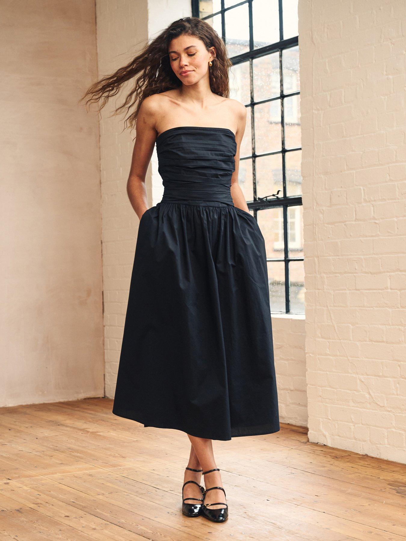 cha cha midi dress Cha Cha Strapless Thigh Split Dress Chocolate