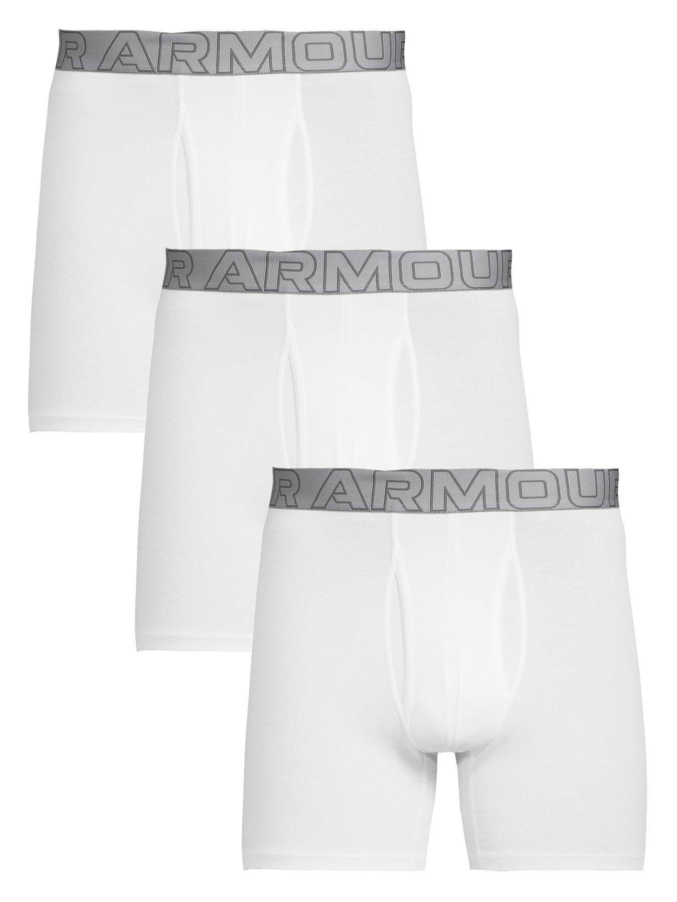 UNDER ARMOUR Performace Cotton 6inch 3pack Boxers - White, White, Size M, Men