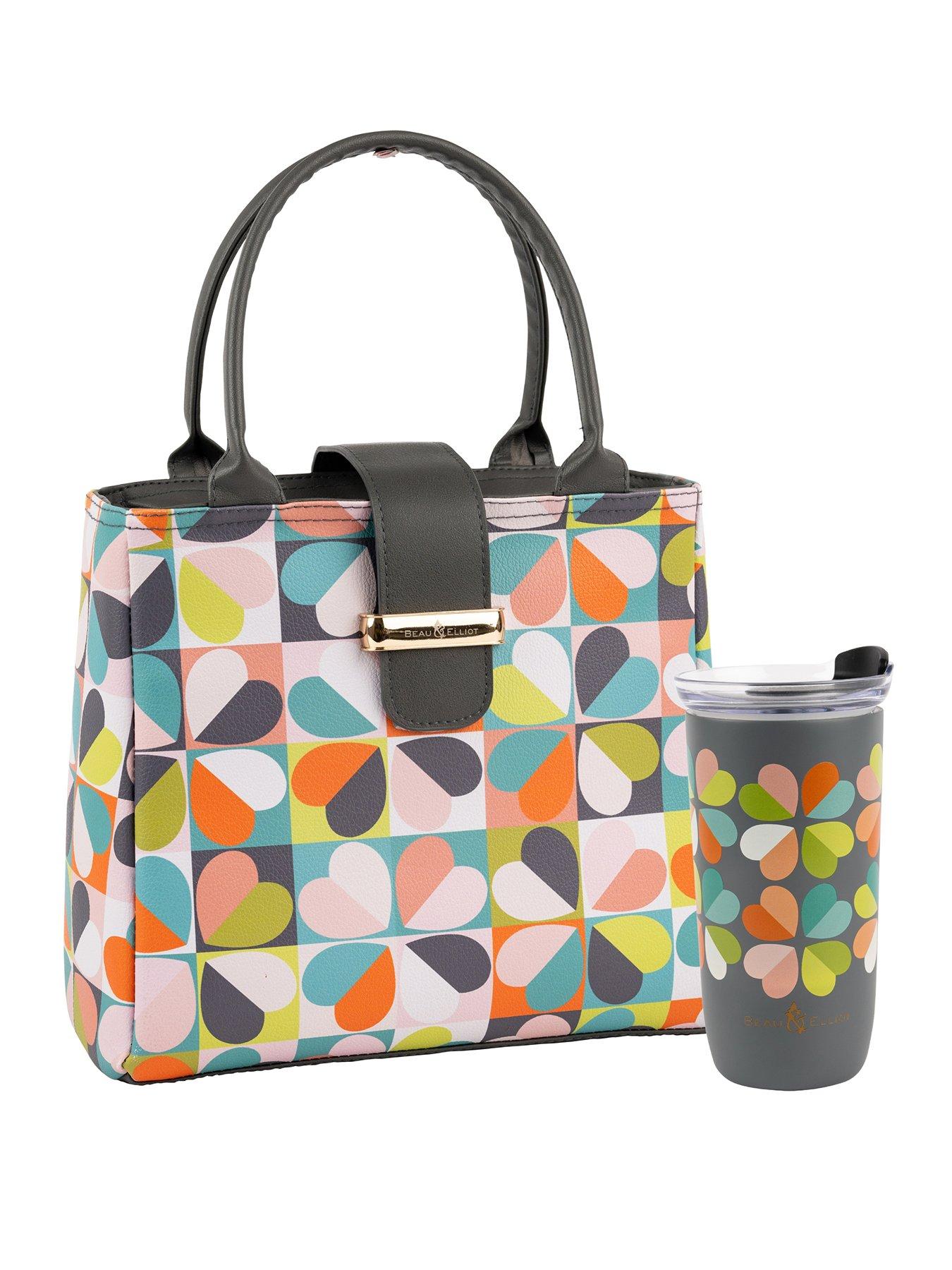 undefined Carnaby Bloom - Luxury Insulated Lunch Handbag and 400ml Insulated Travel Mug Bundle (Bloom Heart  &  Flower)