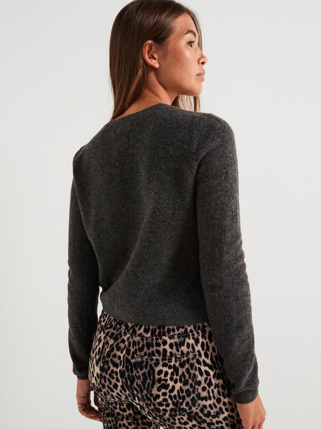 Image 2 of 6 of JDY Round Neck Button Cardigan - Grey