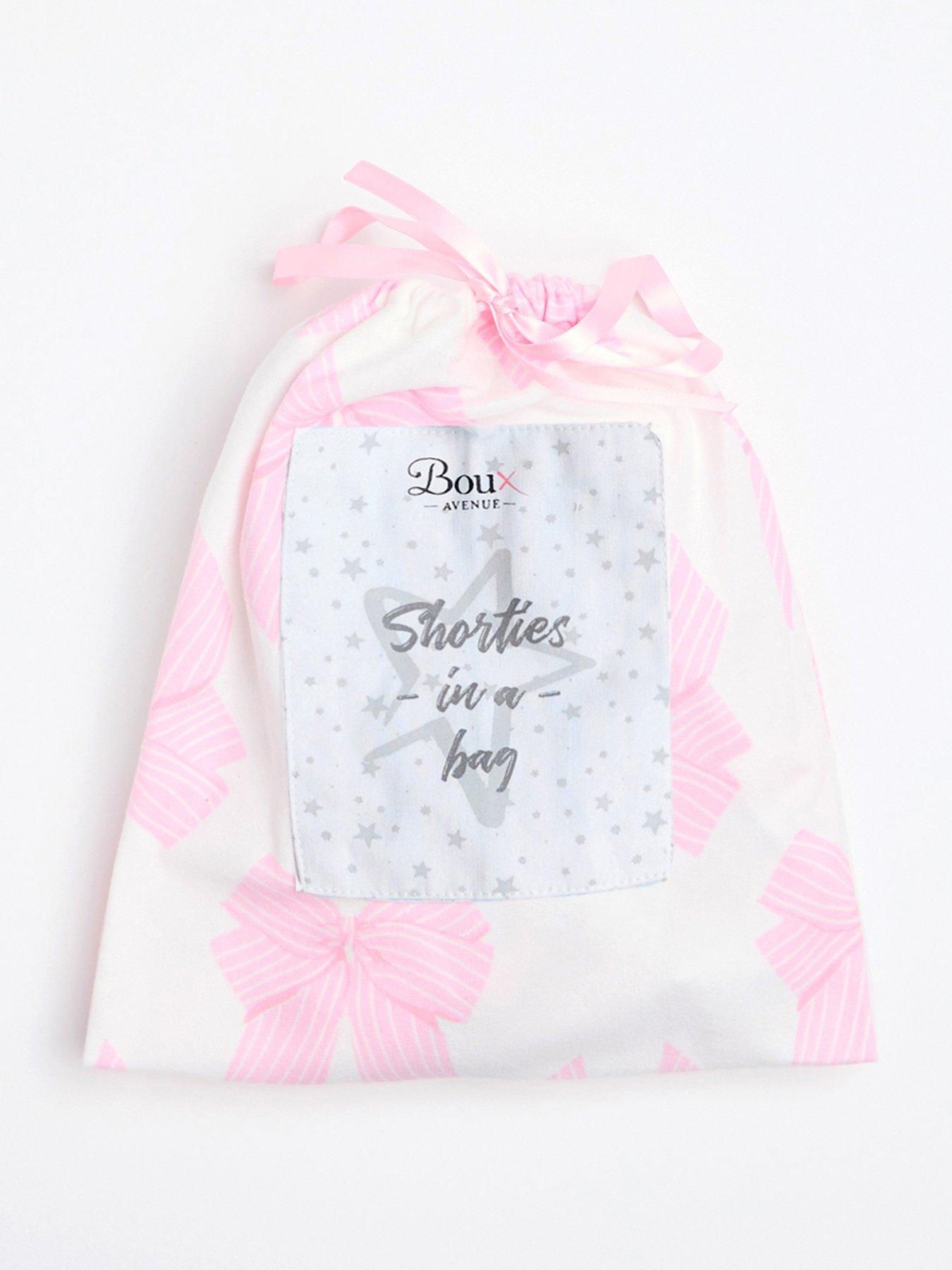 Image 6 of 6 of Boux Avenue Bows Fleece Shortie In A Bag - Ivory Mix