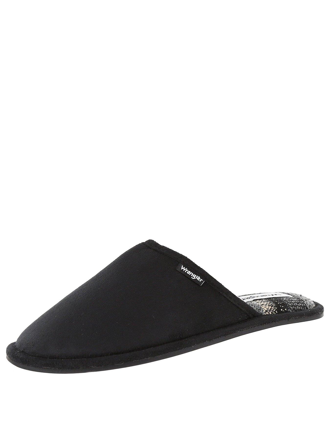 Image 2 of 6 of Wrangler Sherpa Lined Check Moccasin Slippers - Navy