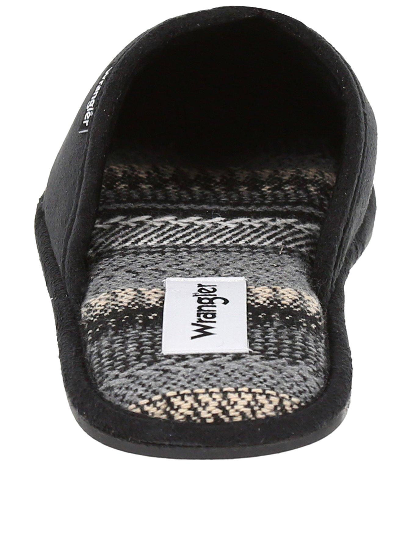 Image 3 of 6 of Wrangler Sherpa Lined Check Moccasin Slippers - Navy
