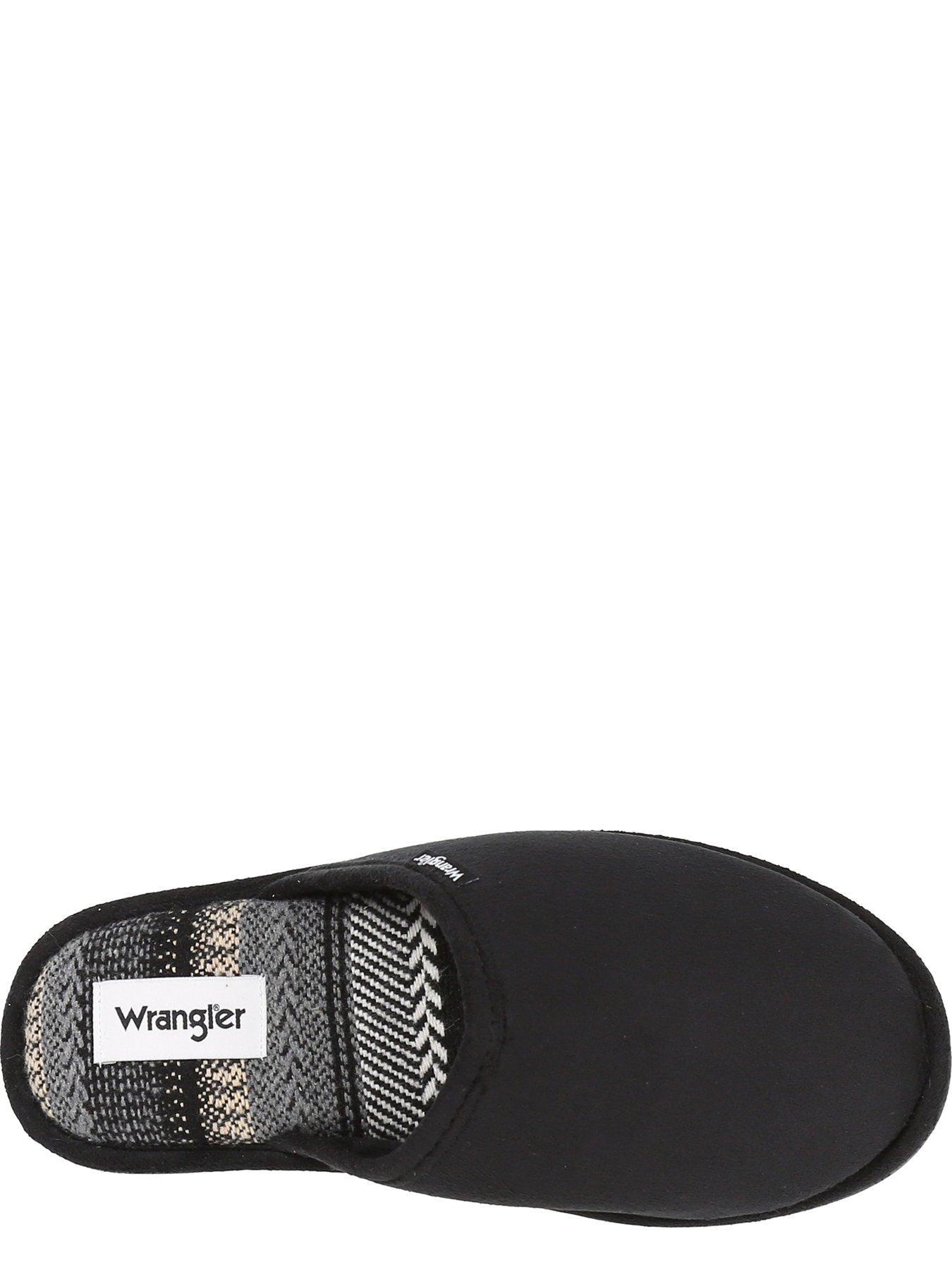 Image 4 of 6 of Wrangler Sherpa Lined Check Moccasin Slippers - Navy