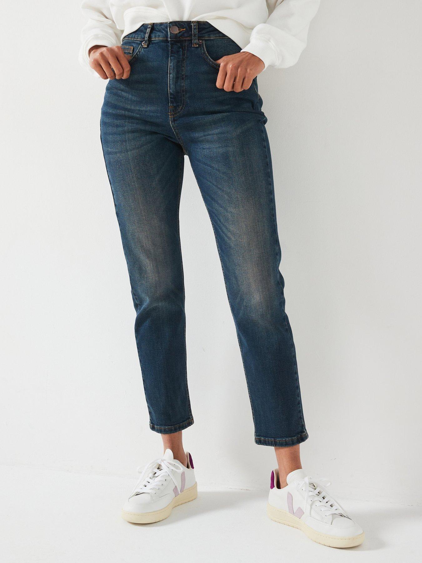 undefined High Waist Slim Straight Jeans - Dark Wash