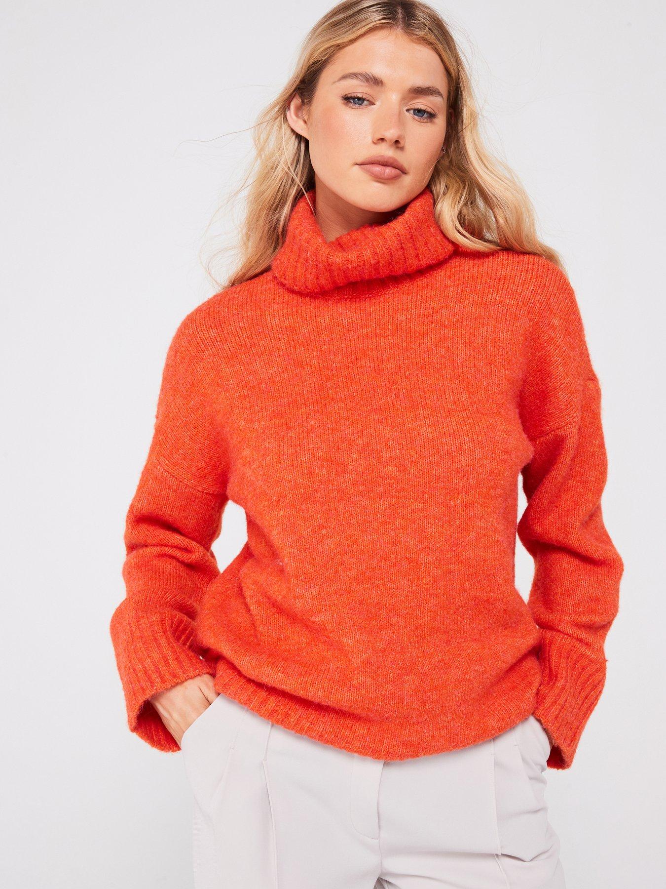 undefined Roll Neck Knitted Jumper - Orange
