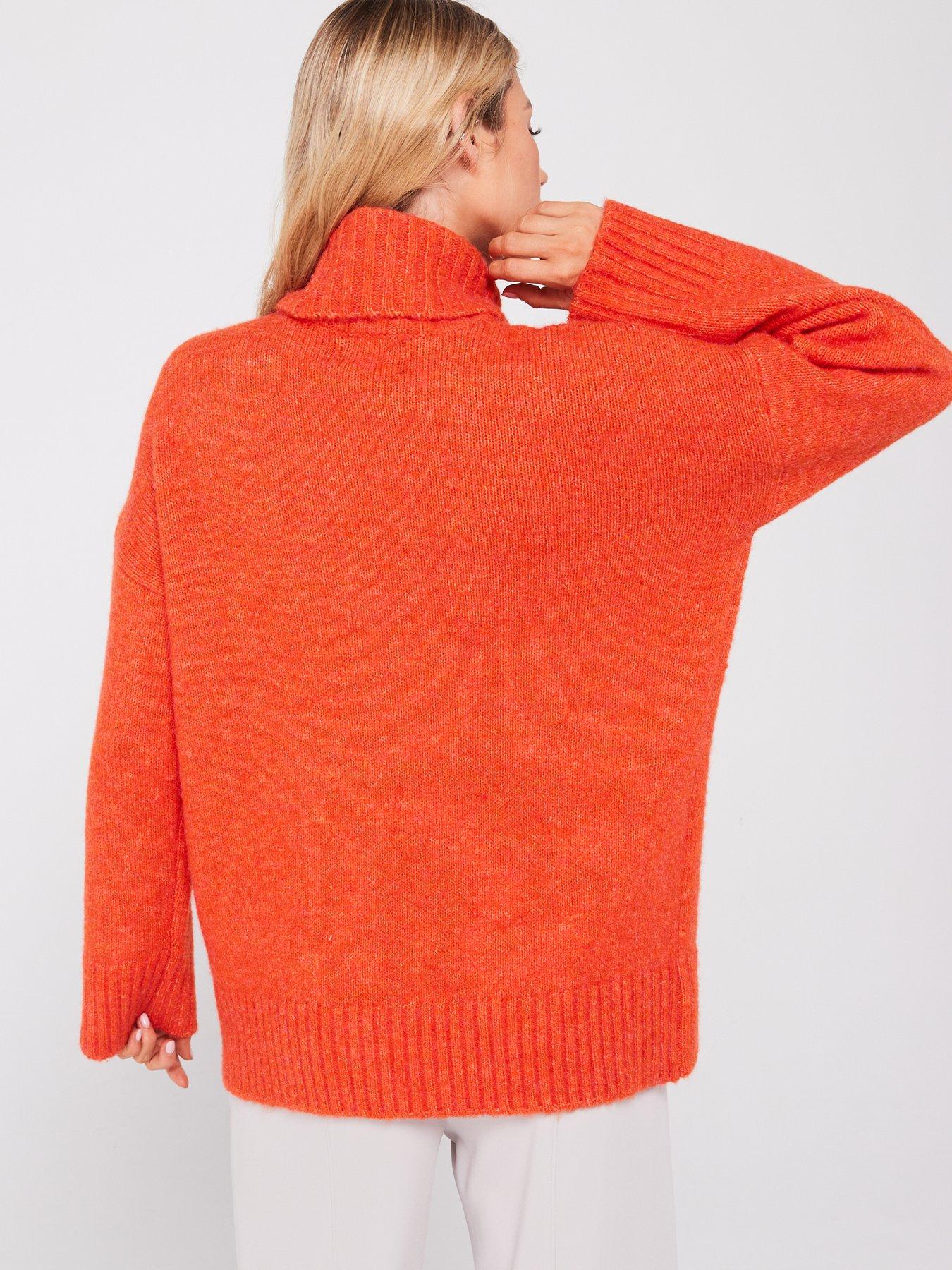 Image 2 of 4 of PIECES Roll Neck Knitted Jumper - Orange