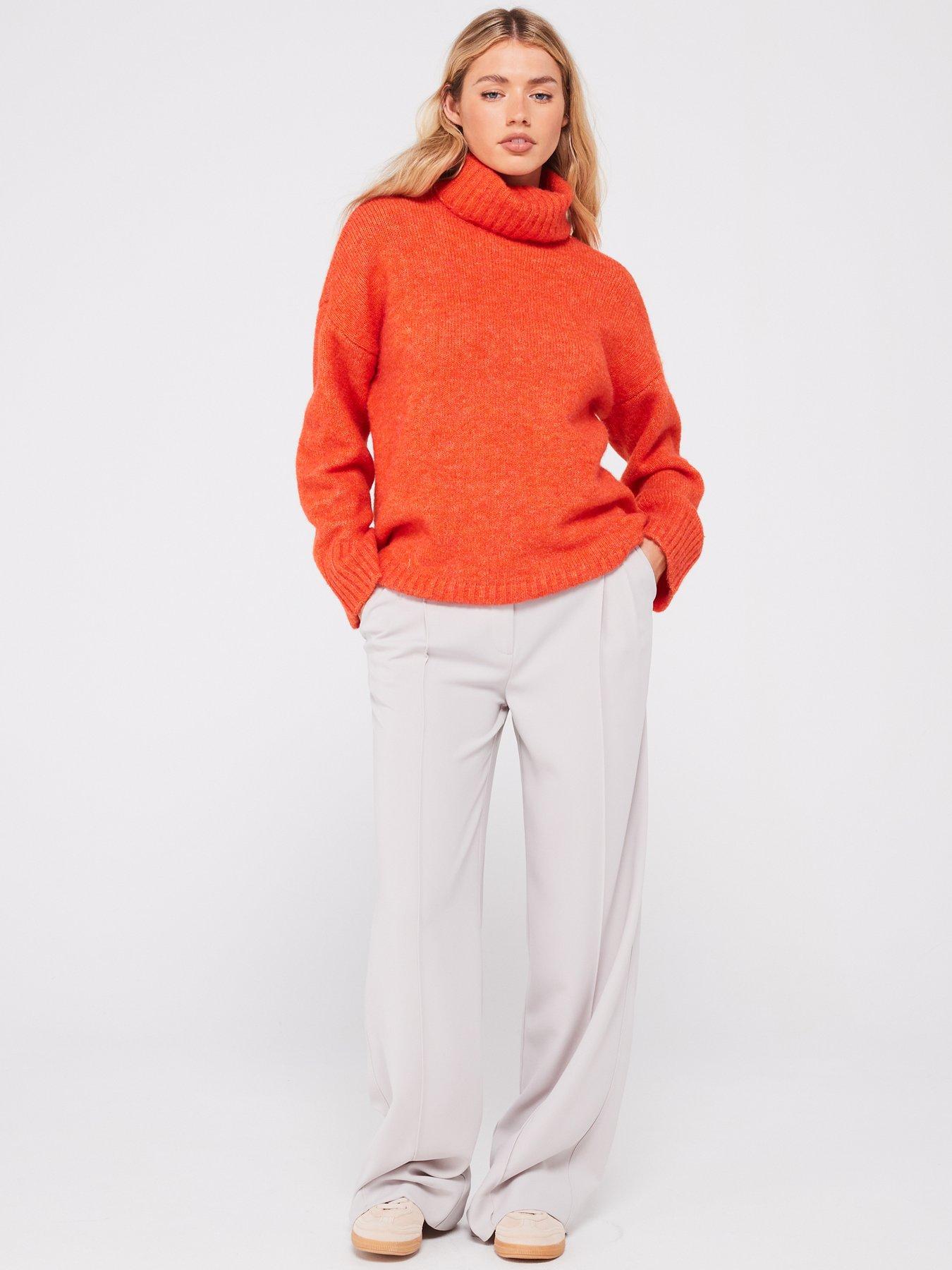 Image 3 of 4 of PIECES Roll Neck Knitted Jumper - Orange