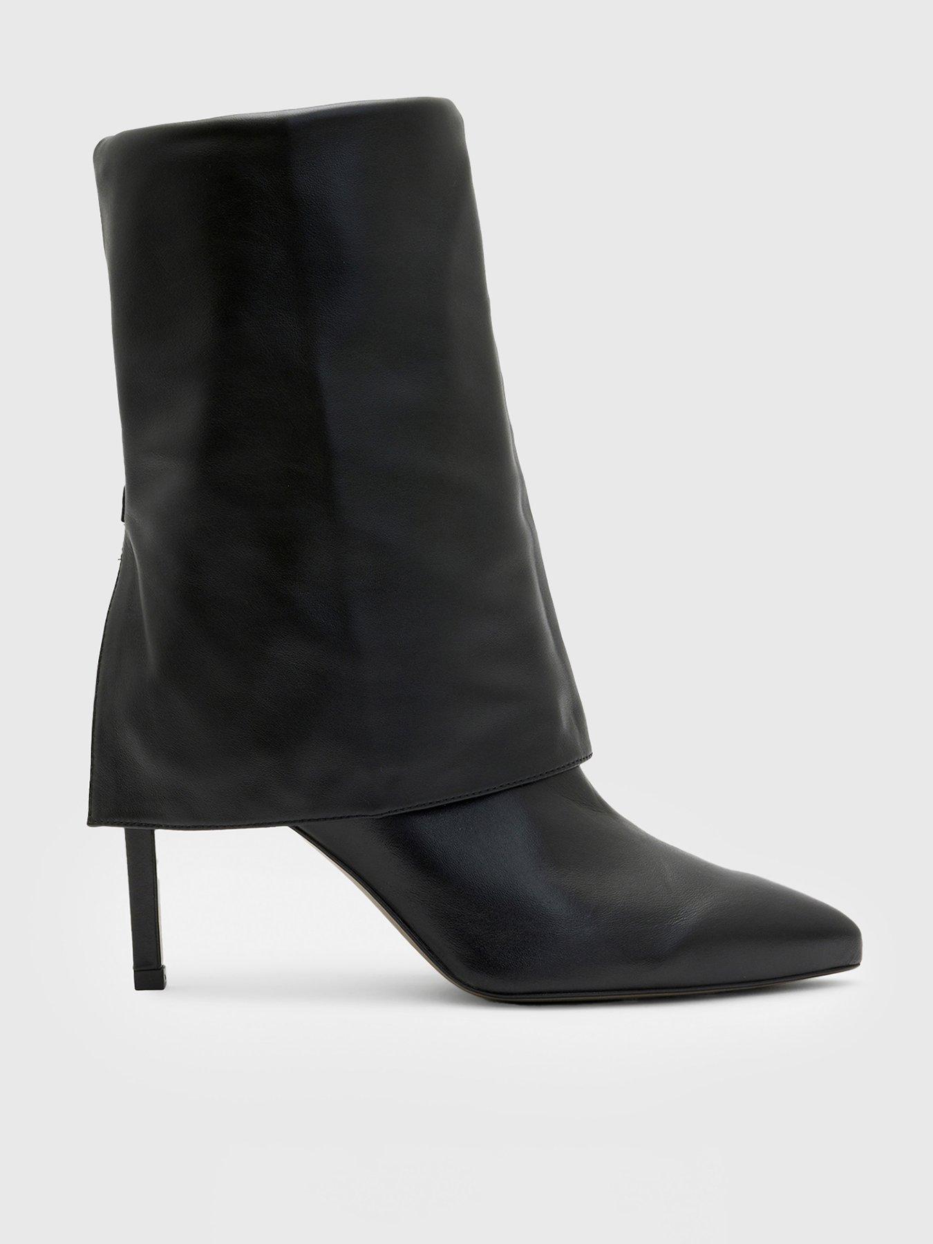 undefined Odyssey Knee High Folding Leather Boots - Black
