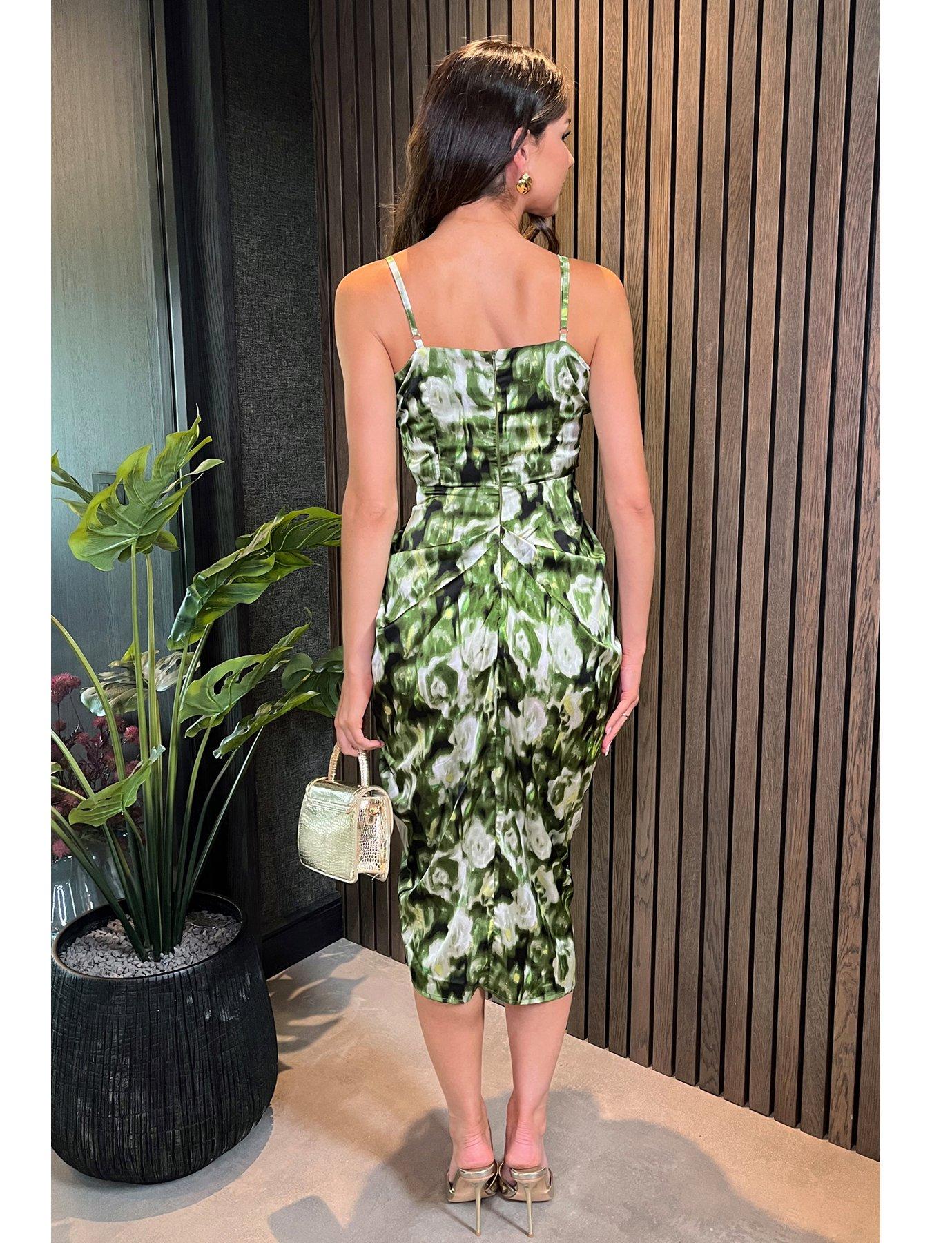 boohoo pleated cape dress