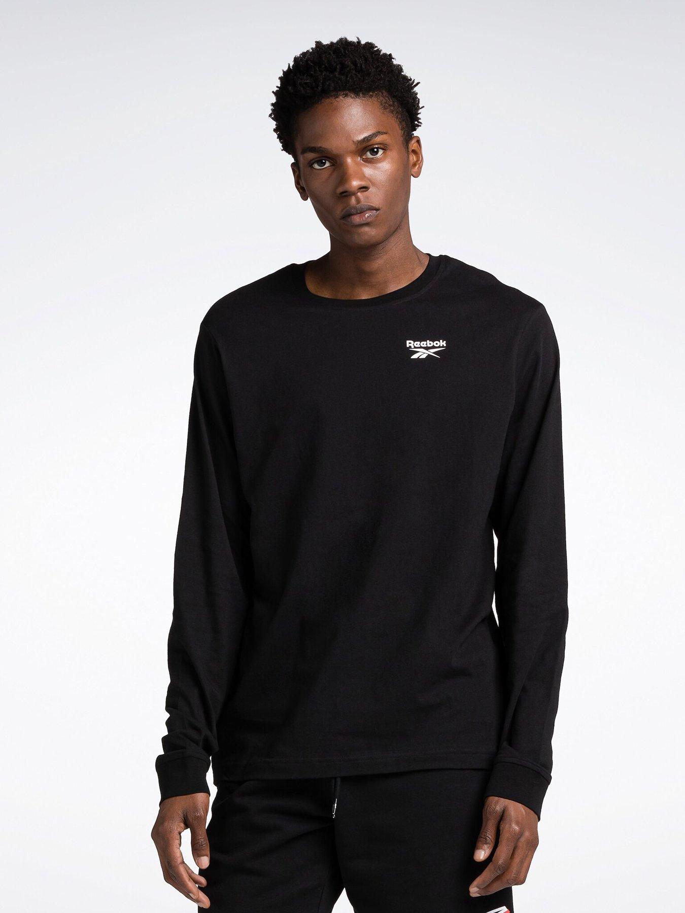 undefined Mens Identity Small Logo Long Sleeve T-Shirt - Black