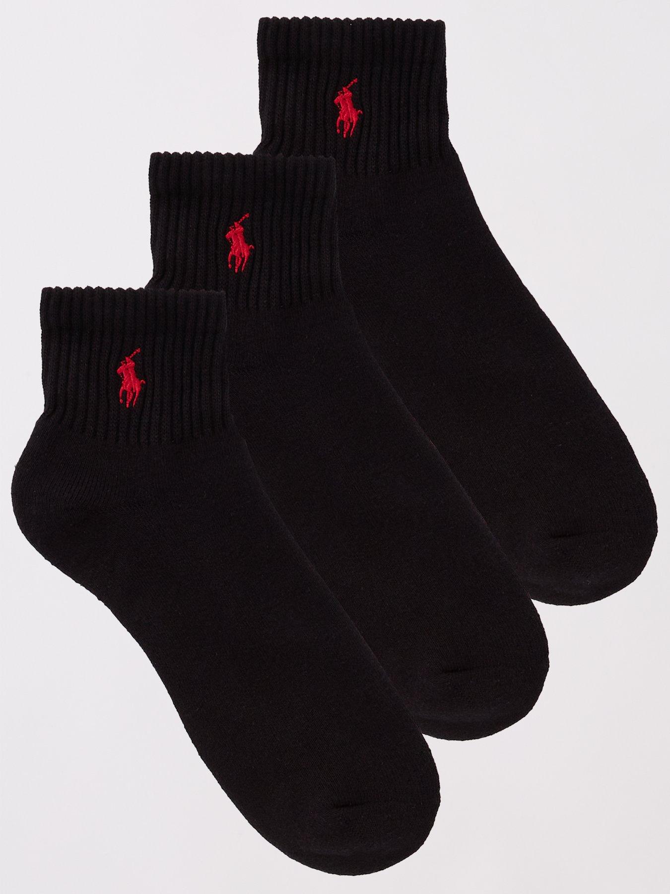 Polo Ralph Lauren 3 Pack Quarter Crew Socks - Black