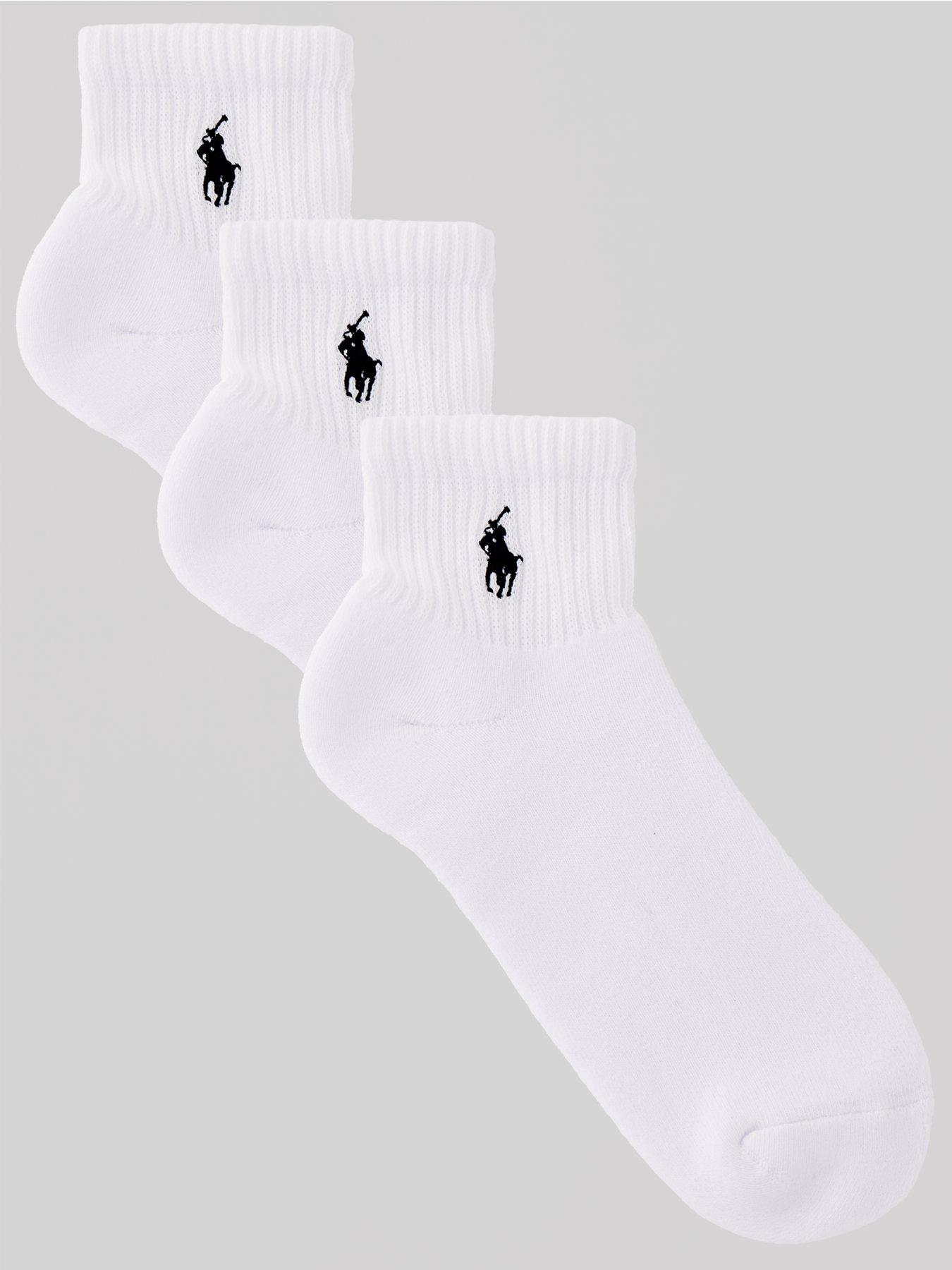 undefined 3 Pack Quarter Crew Socks - White