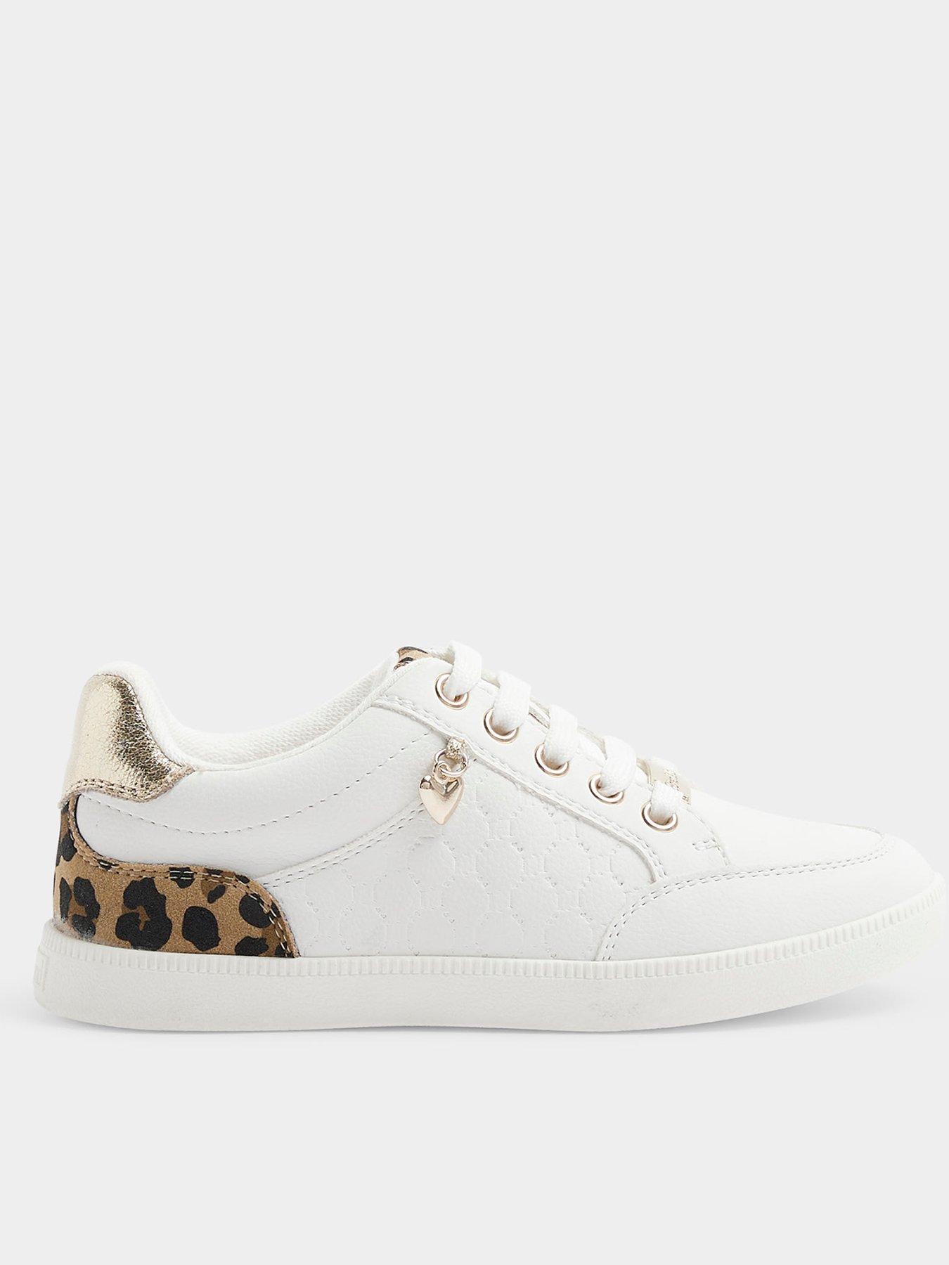 White fashion leopard print trainers