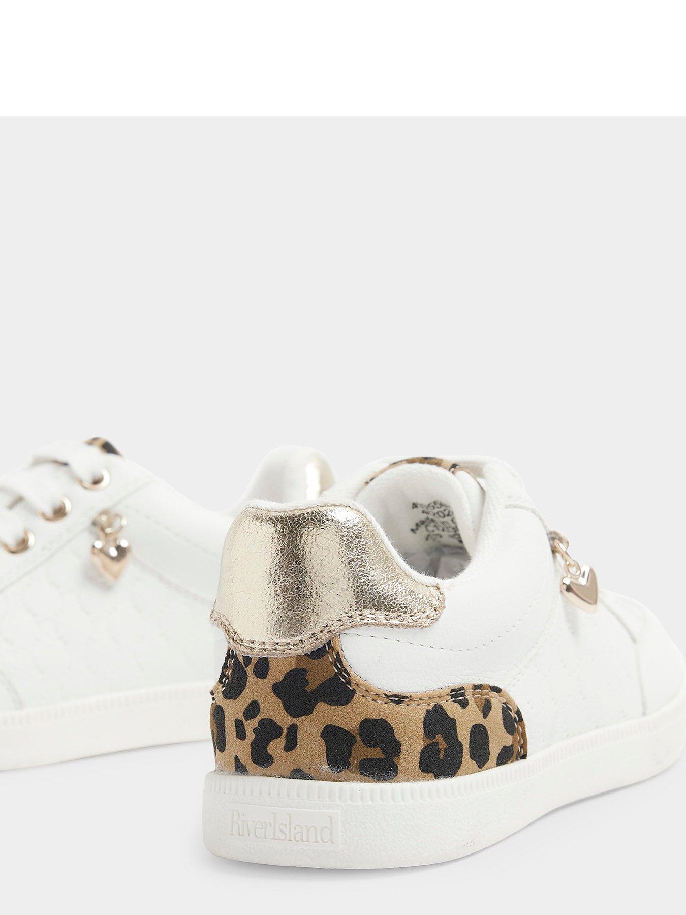 Older Girl Leopard Print Trainers White