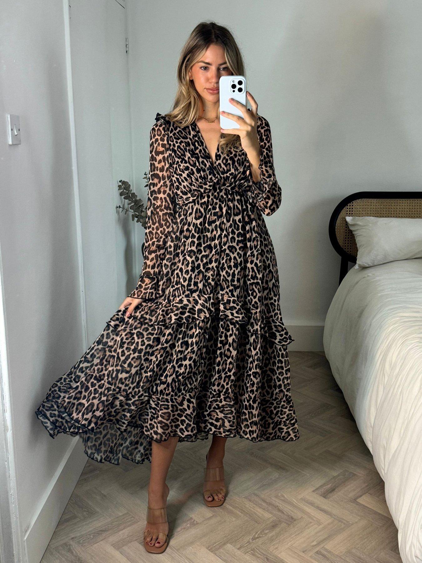 undefined Animal Print Midi Dress - Multi