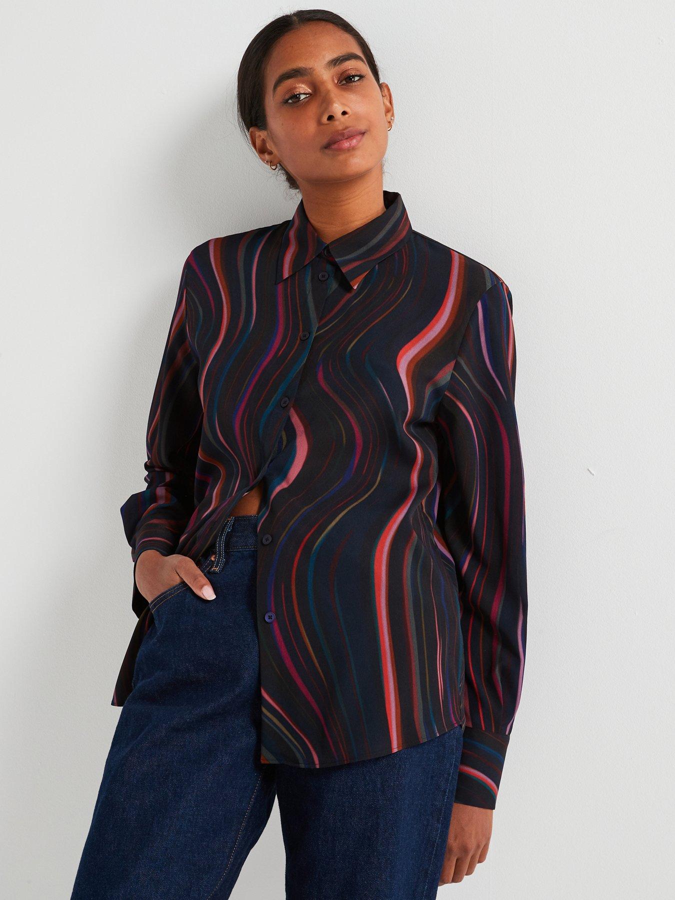 undefined Swirl Print Long Sleeve Shirt - Blue