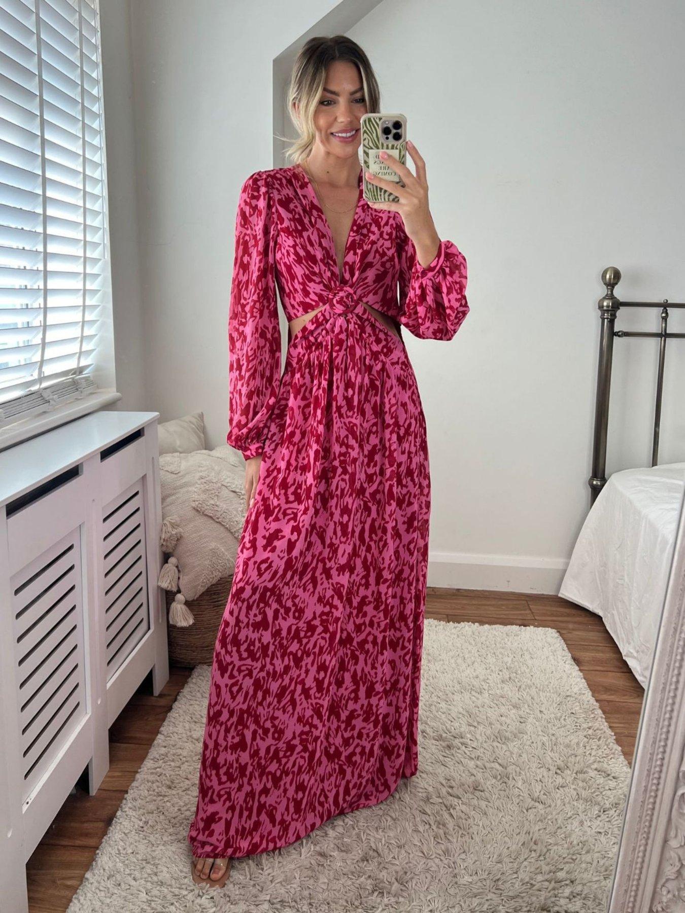 Pink sleeve maxi dress hotsell