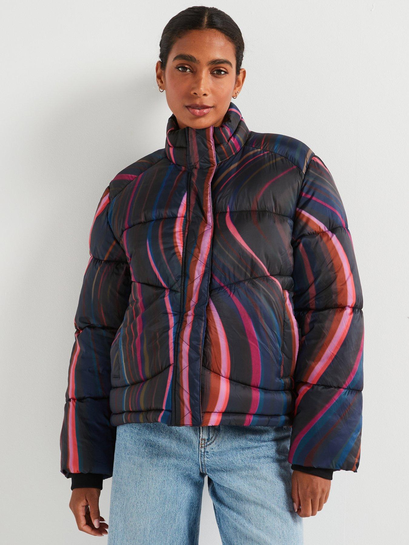 undefined Swirl Print Padded Coat - Blue