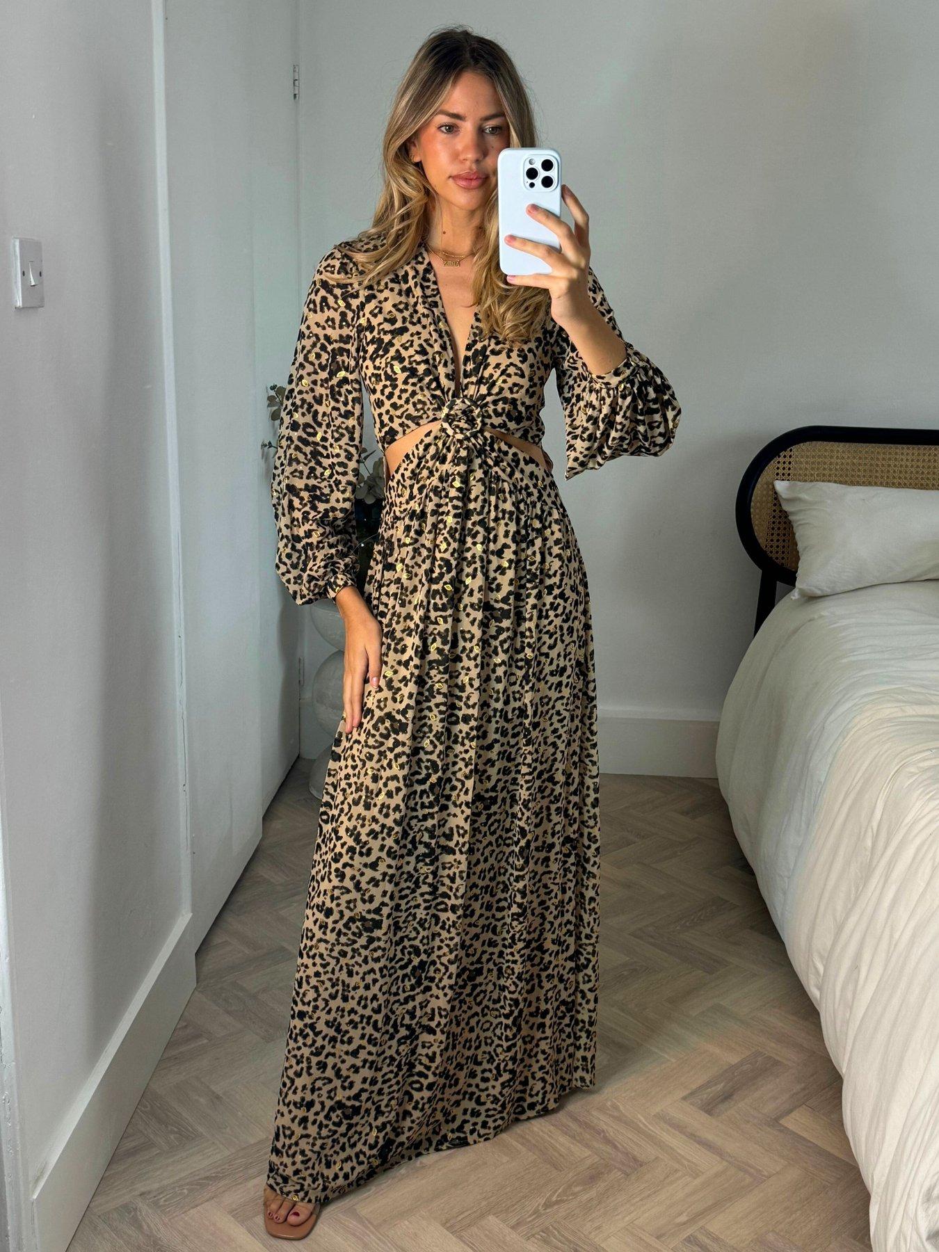 animal print cut out dress Style Cheat Maxi - Multi Stock_Dresses it provides both comfort zara leopard dress Brown One Shoulder Maxi Color:heather grey