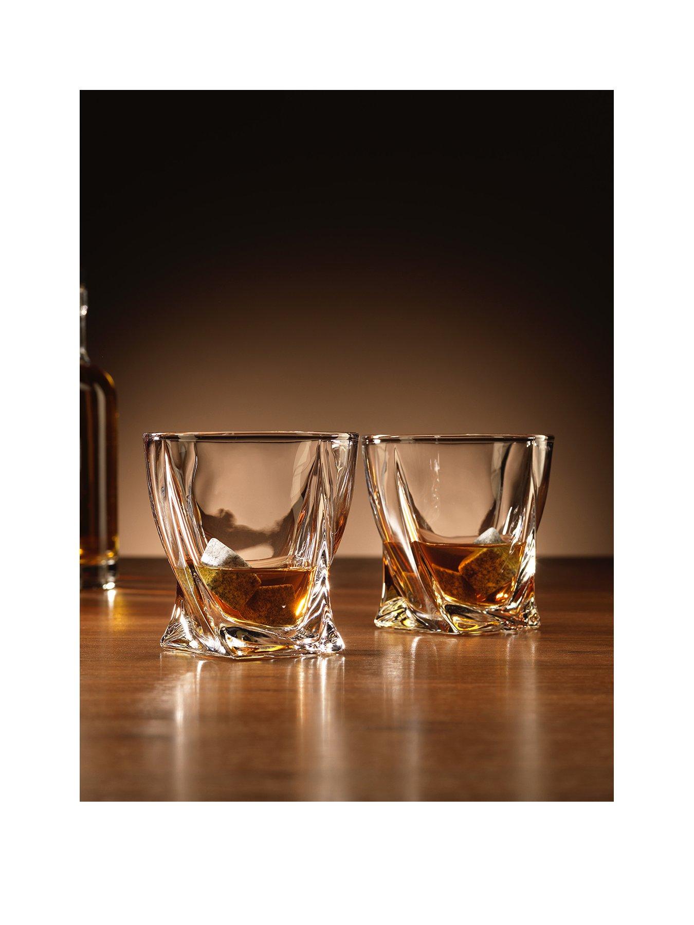MenKind Twisted Glasses set of 2 with Ice Stones