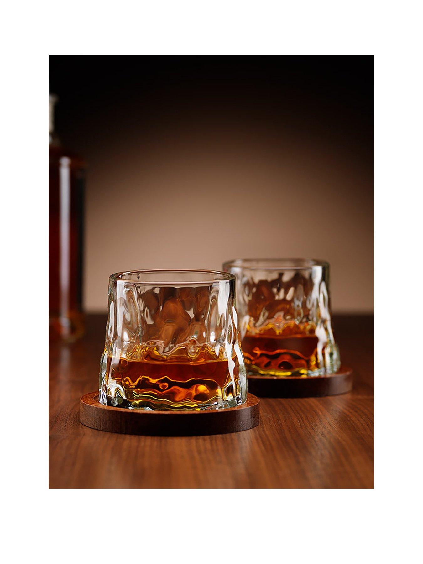 undefined Rotating Whisky Glasses with Coaster Set of 2