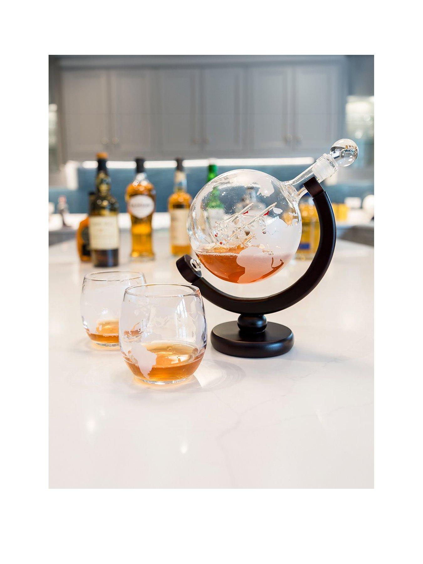 Product photograph of Menkind Globe Decanter With Glasses Set from very.co.uk