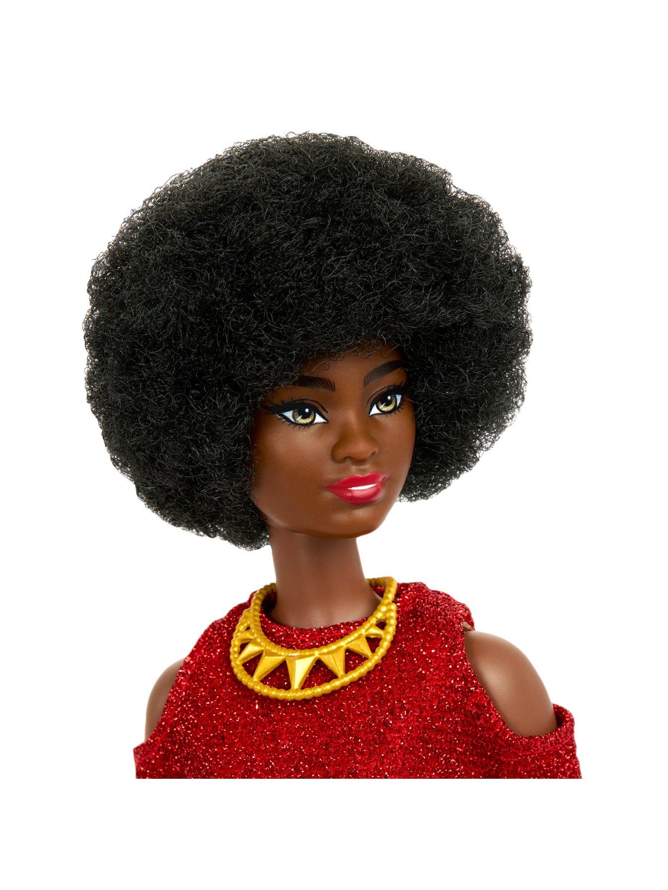 Barbie Fashionistas Doll 221 with Natural Black Hair Red Dress Accessories Very