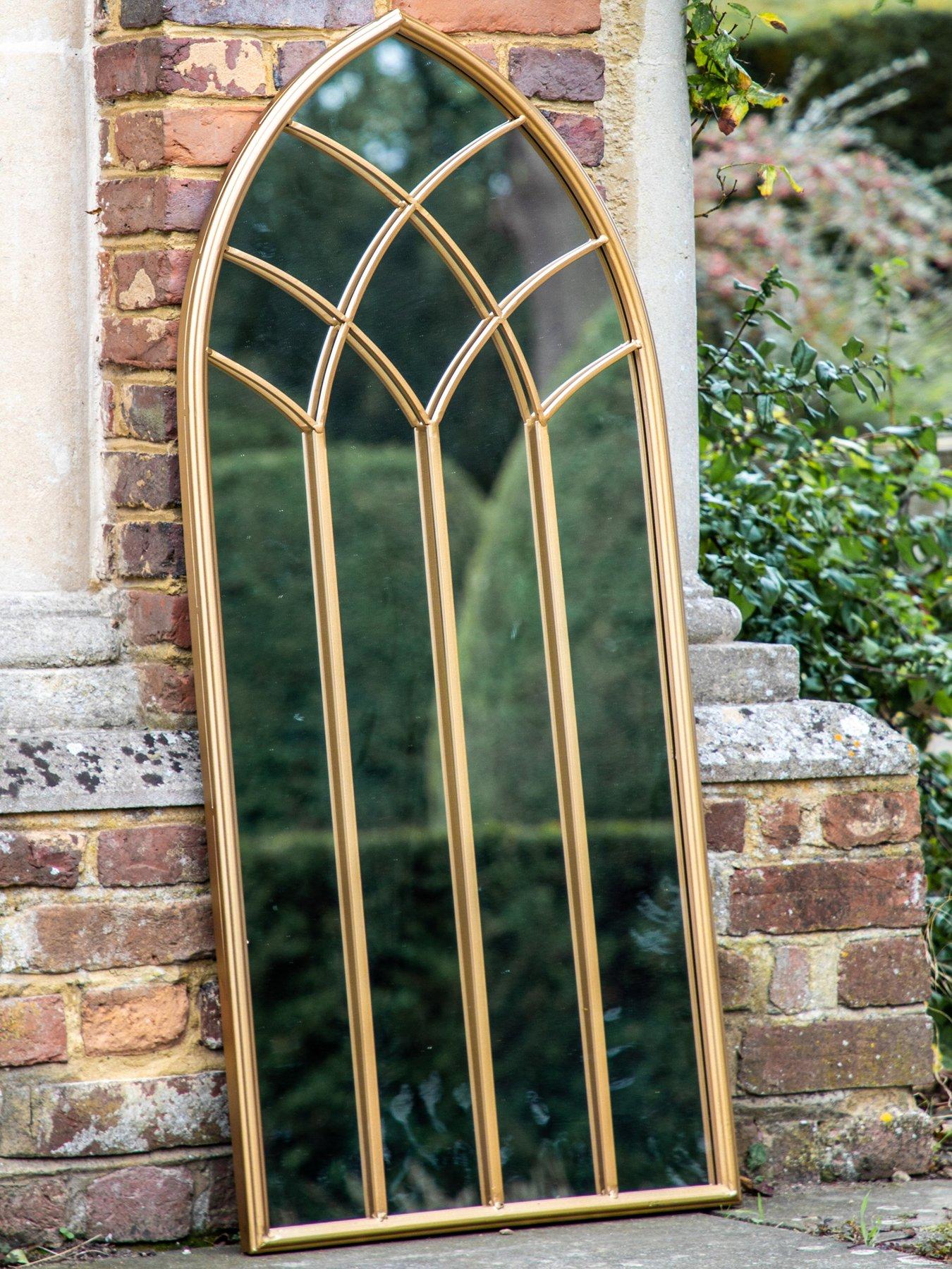 Product photograph of Gallery Kirby Outdoor Mirror Gold 1150x500mm from very.co.uk