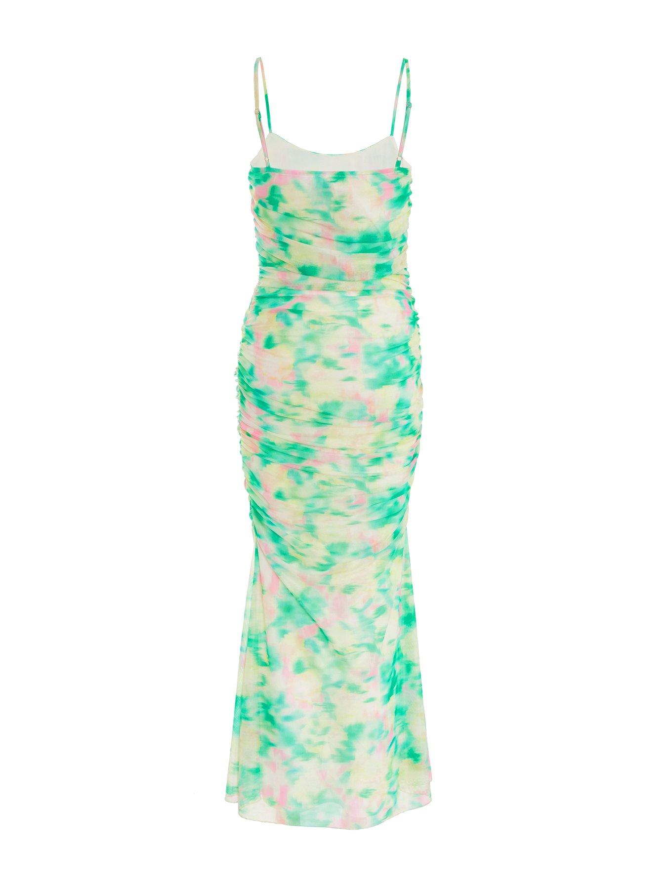 Quiz Multicoloured Floral Mesh Midi Dress | Very.co.uk