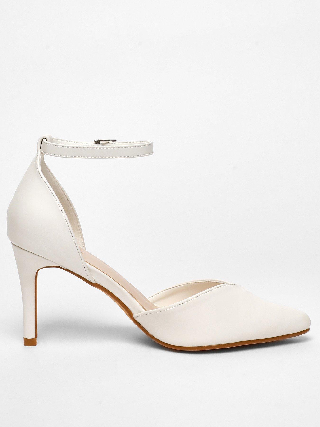 Image 1 of 5 of Quiz White Faux Leather Court Heels