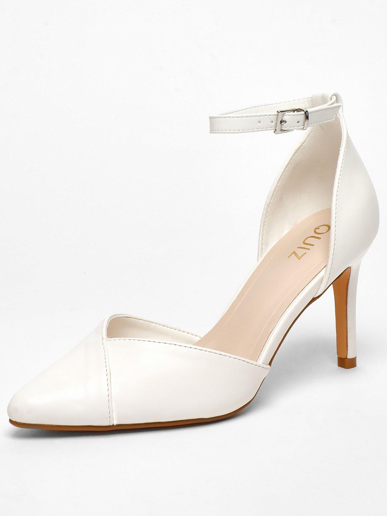 Image 2 of 5 of Quiz White Faux Leather Court Heels