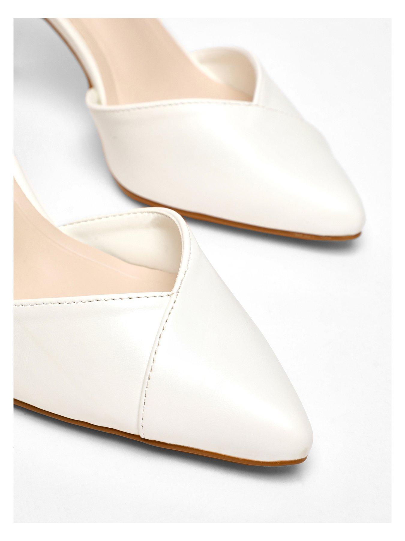 Image 4 of 5 of Quiz White Faux Leather Court Heels