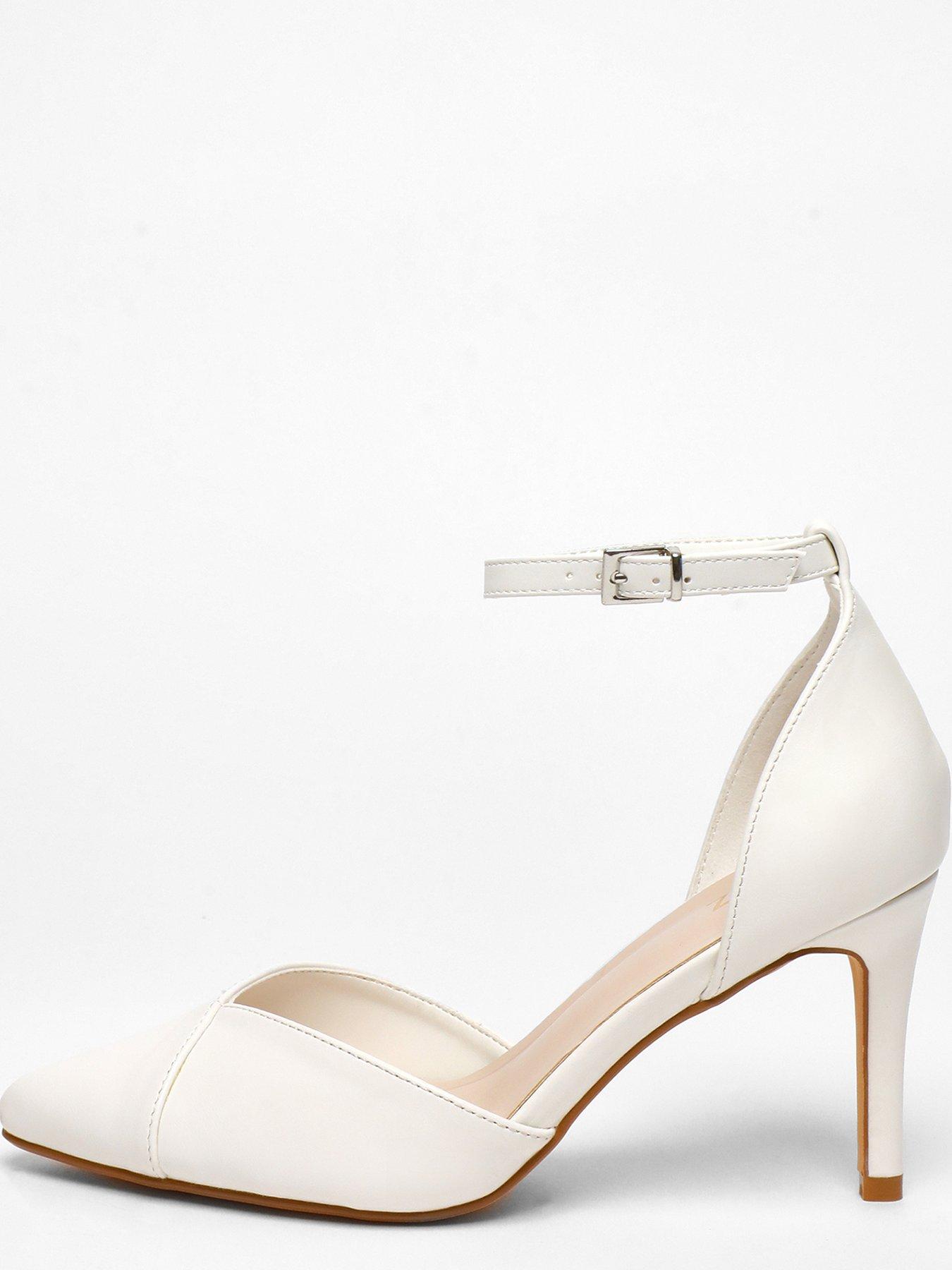 Image 5 of 5 of Quiz White Faux Leather Court Heels