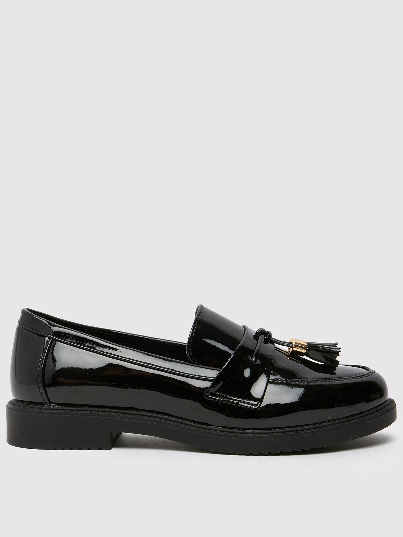 Schuh Wide Fit Lohan Patent Tassel Loafer - Black