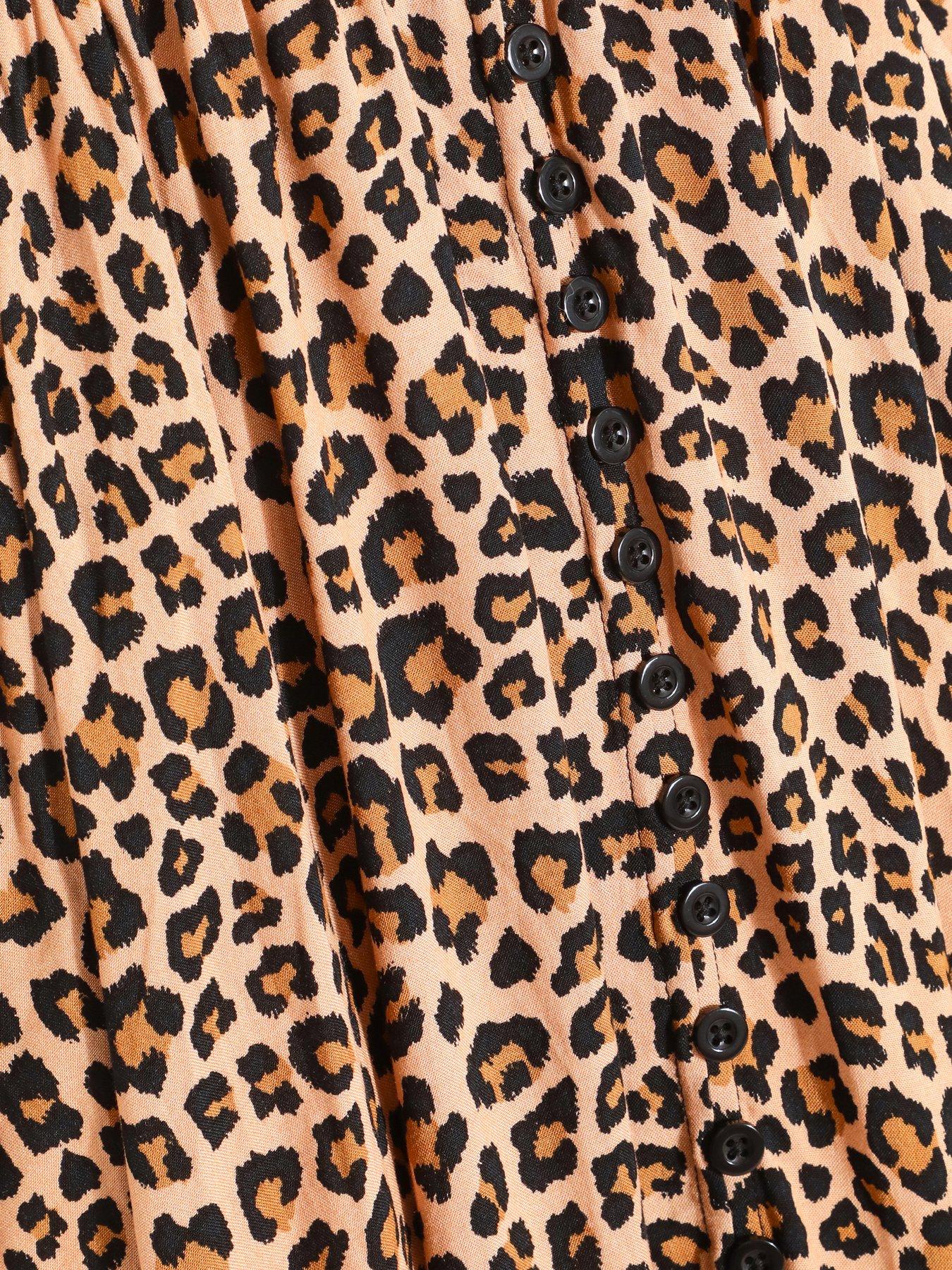 Image 6 of 6 of Quiz Leopard Print Crochet Trim Maxi Dress