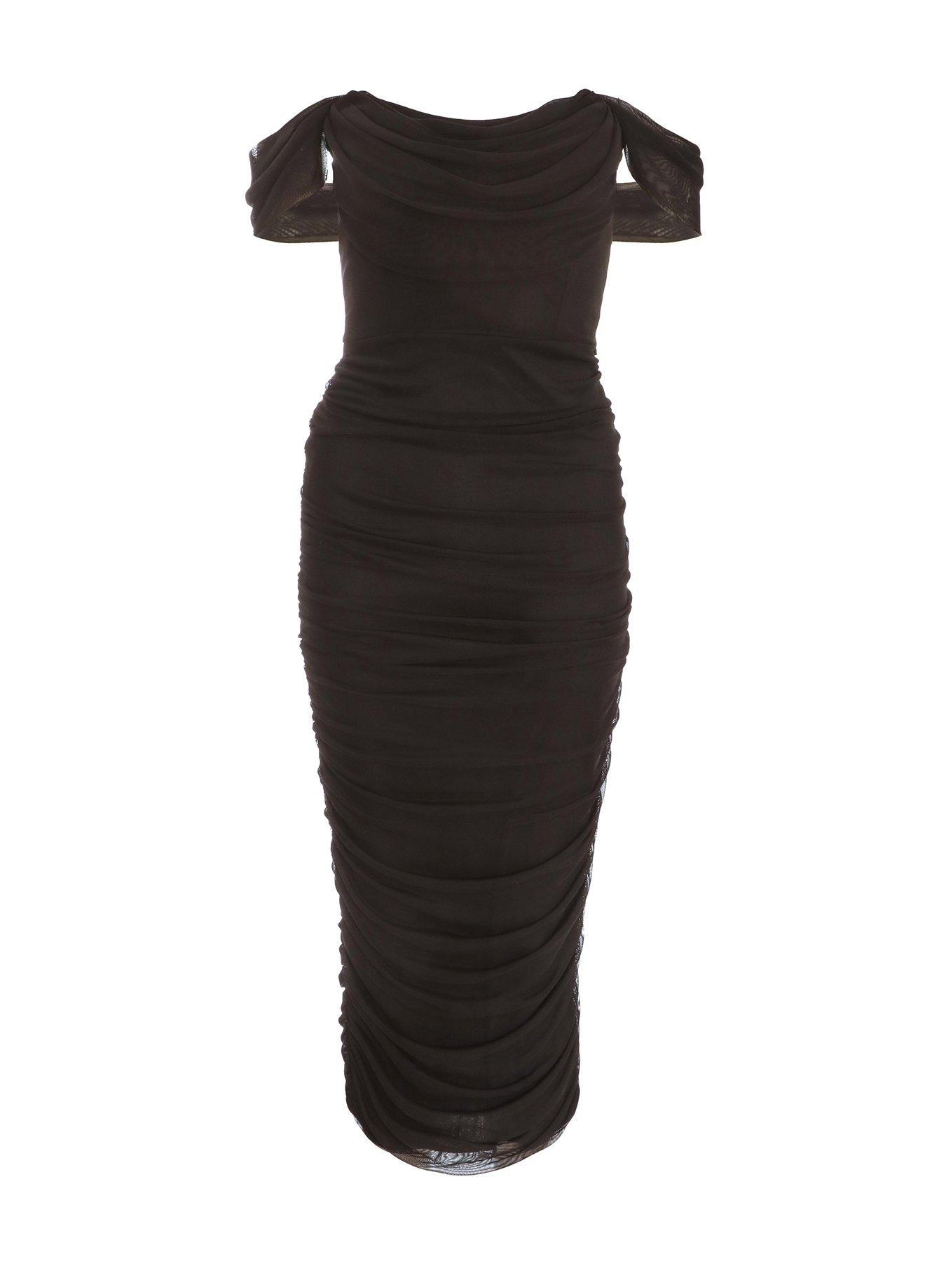 black mesh ruched bardot midi dress Midi Dress Perfect Mesh Black Bodycon Dress Black Ruched Mesh Bardot  Bodycon Dress Best Sale