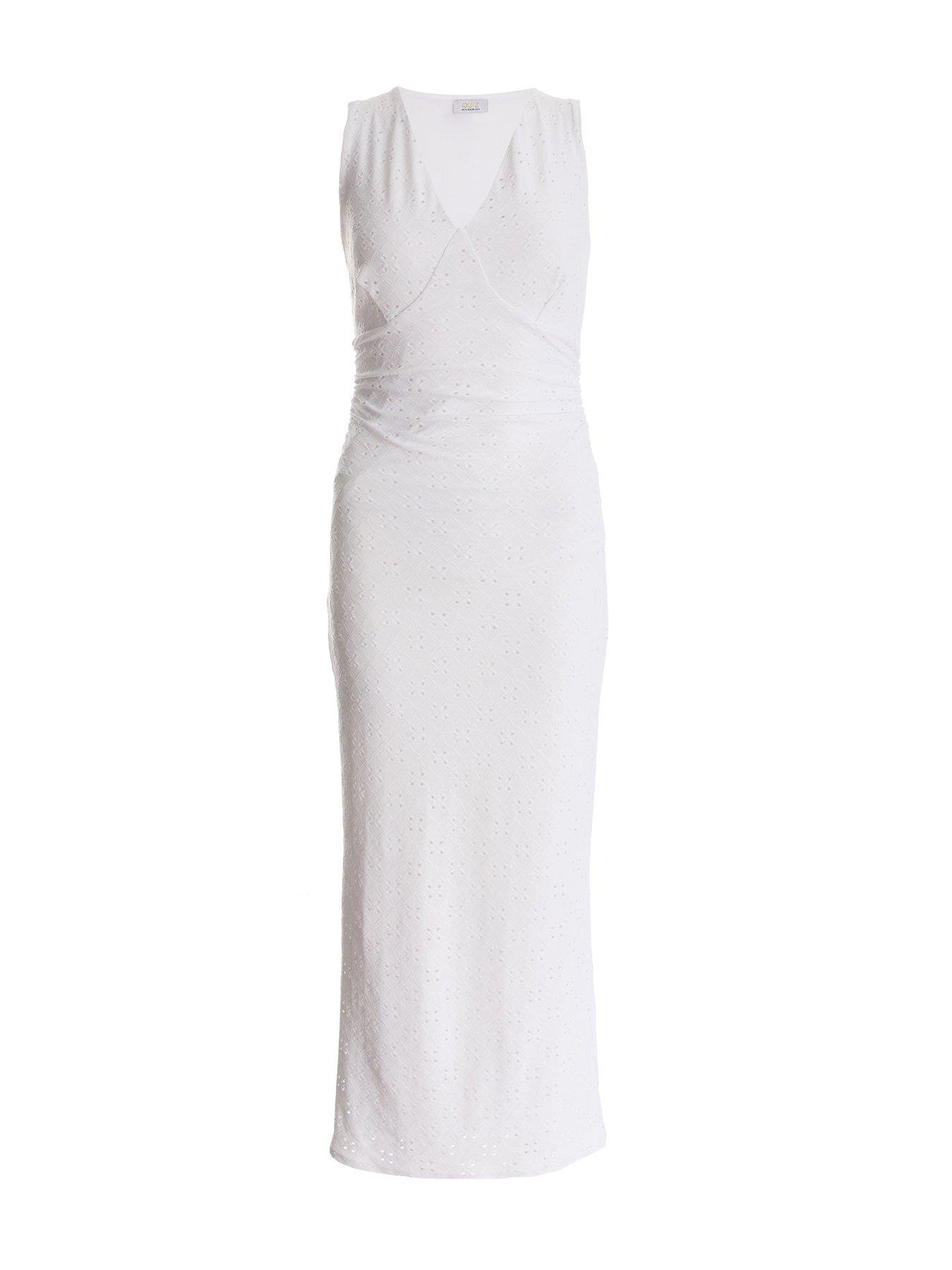 Quiz White V Neck Midaxi Dress | Very.co.uk