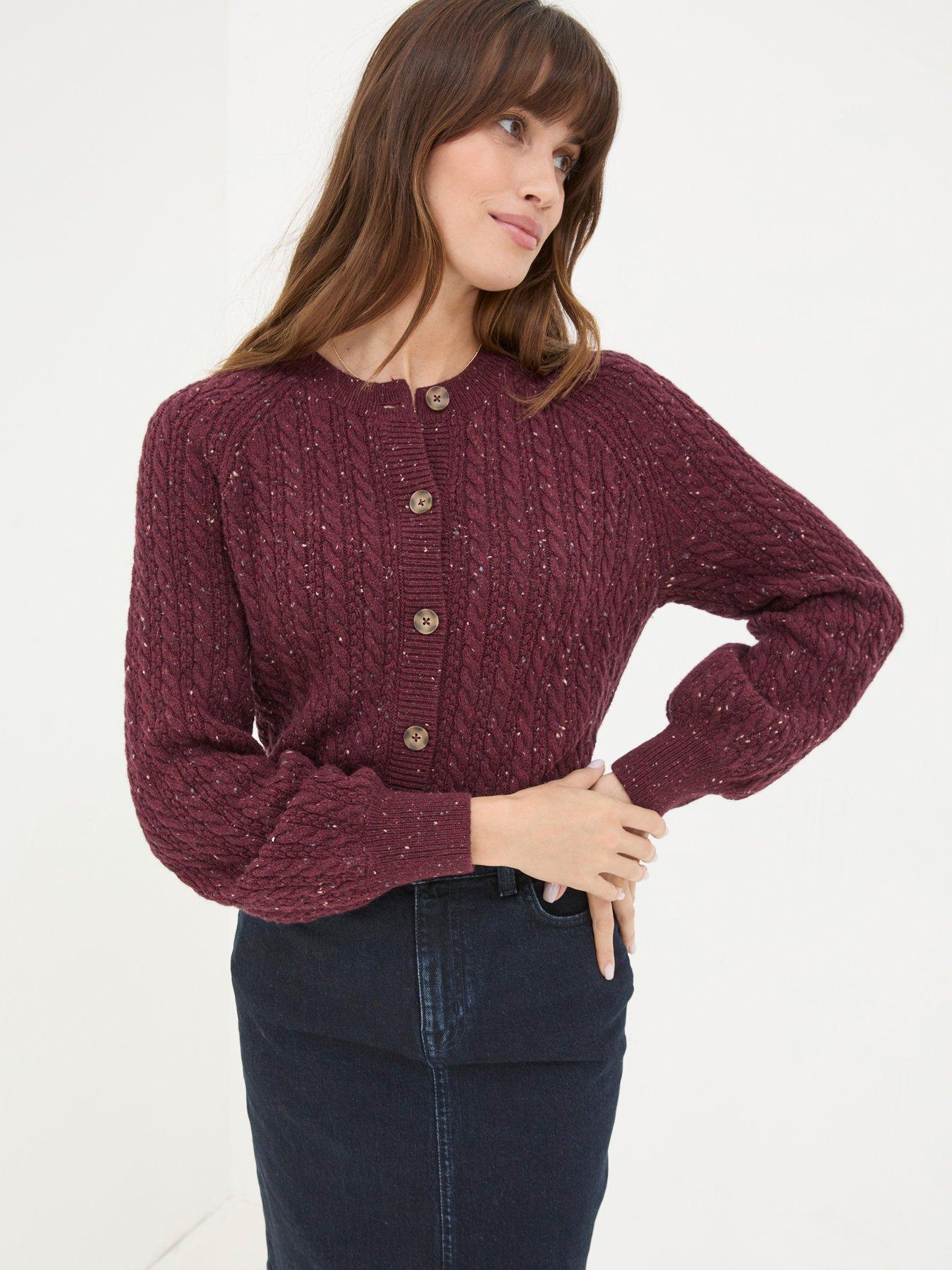 Chloe Cable Cardigan Red