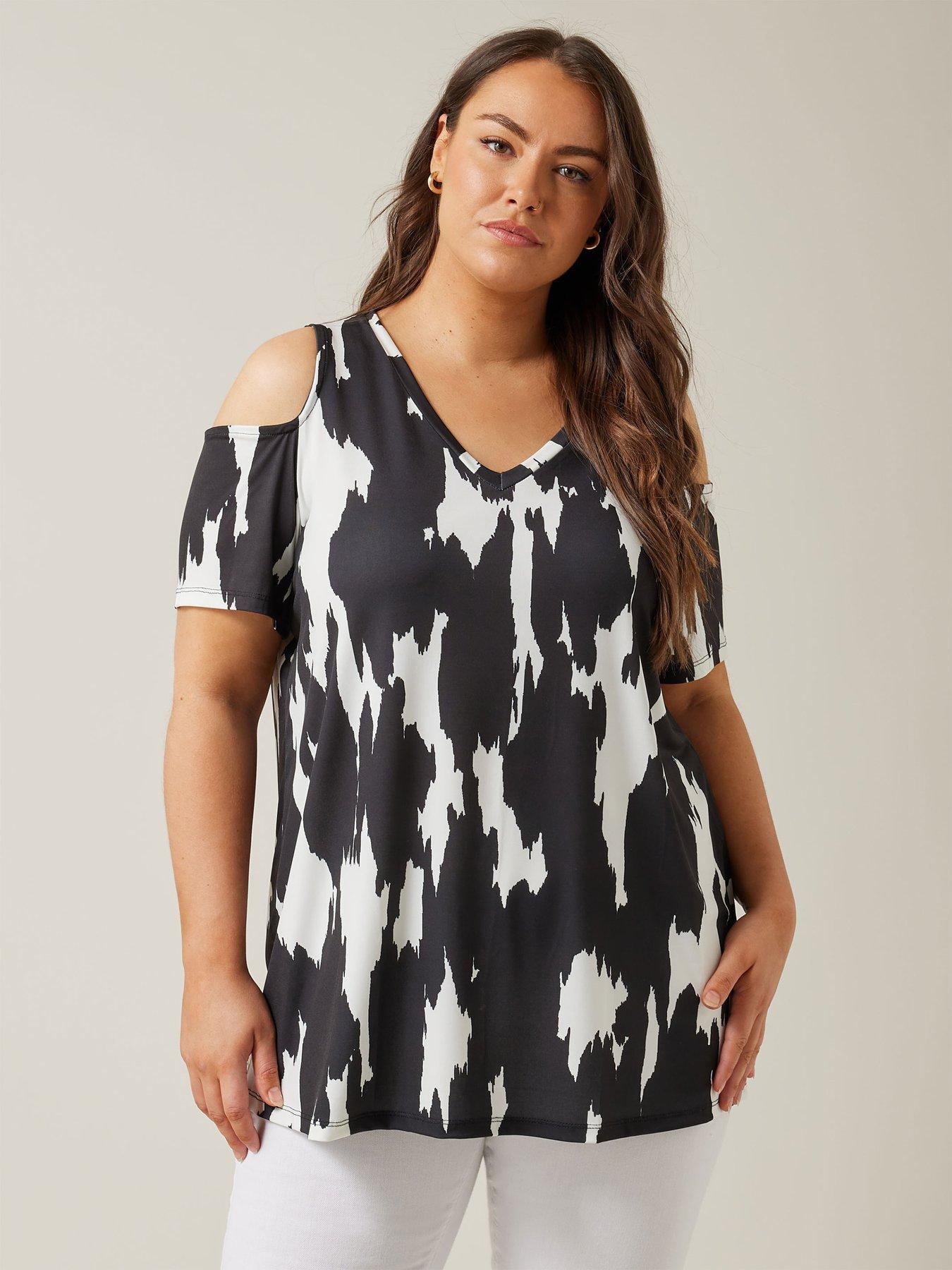 Black and white cold shoulder top clearance