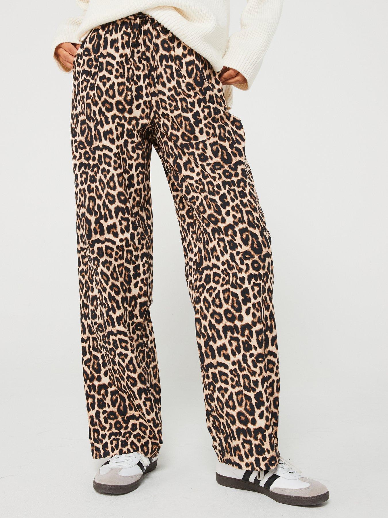 Image 1 of 5 of Only Leopard Print Woven Pant - Black