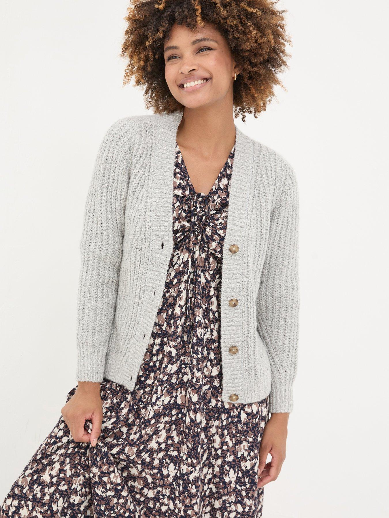 undefined Alicia Cable Knit Cardigan - Grey