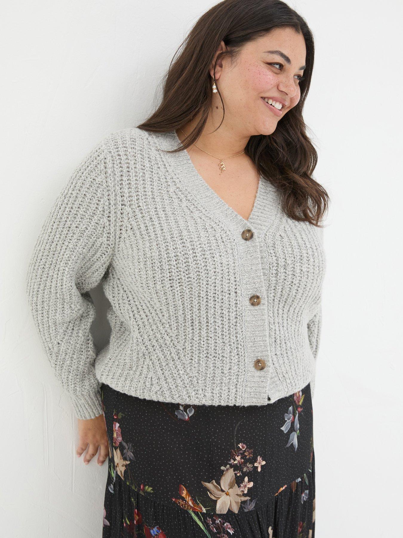 FatFace Alicia Cable Knit Cardigan Grey Very